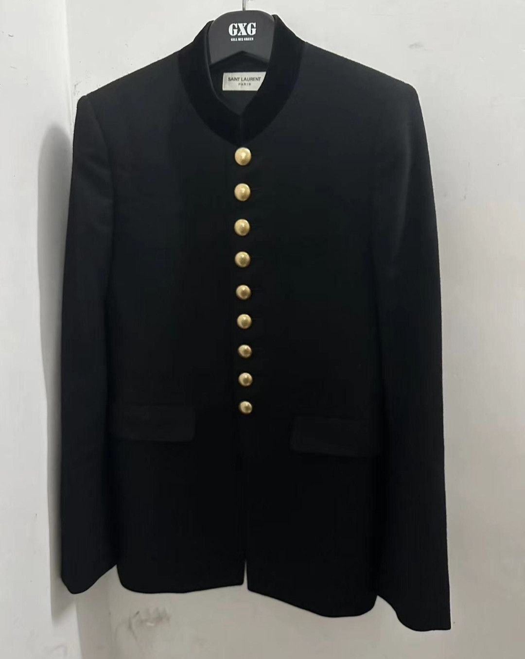 Gold button palace standing collar Zhongshan suit