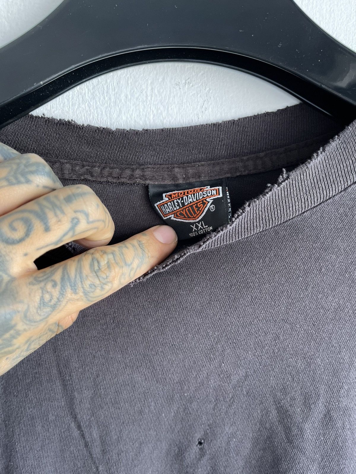 Harley Davidson × Vintage Vintage 1997 Harley Davidson Thrashed Shirt Black Size US XXL / EU 58 / 5 - 7 Thumbnail