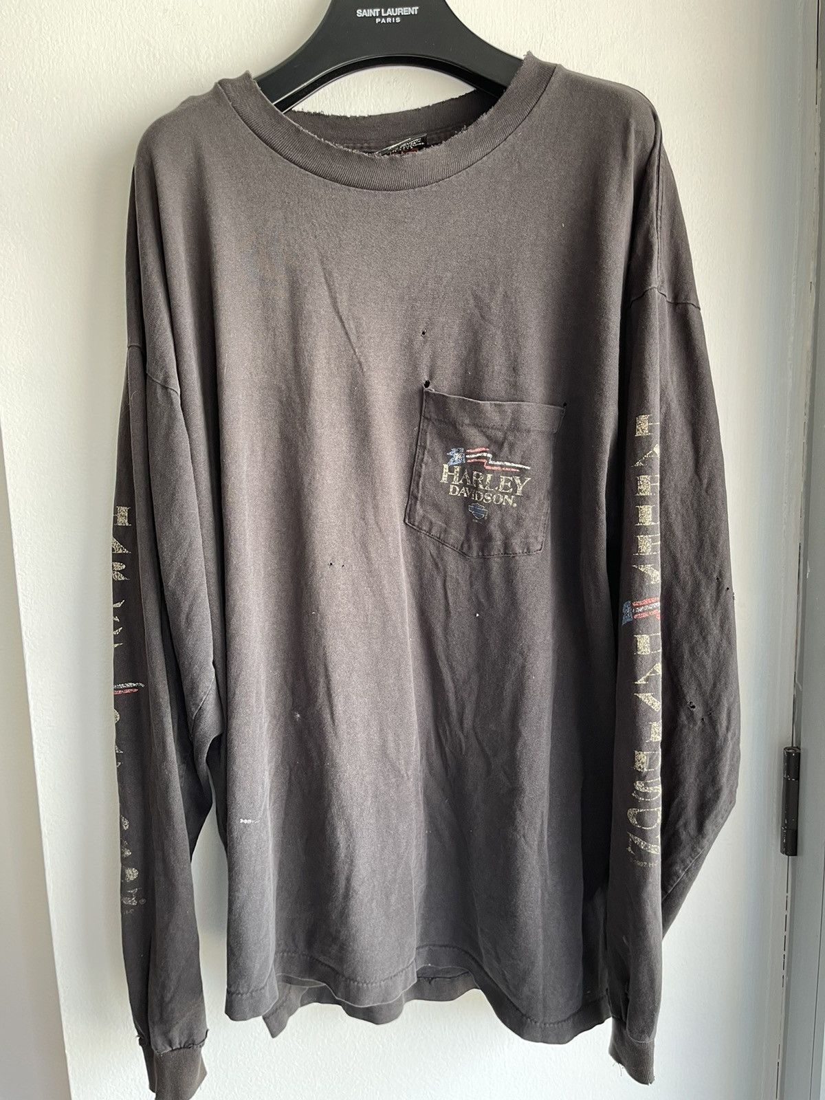 Harley Davidson × Vintage Vintage 1997 Harley Davidson Thrashed Shirt Black Size US XXL / EU 58 / 5 - 5 Thumbnail