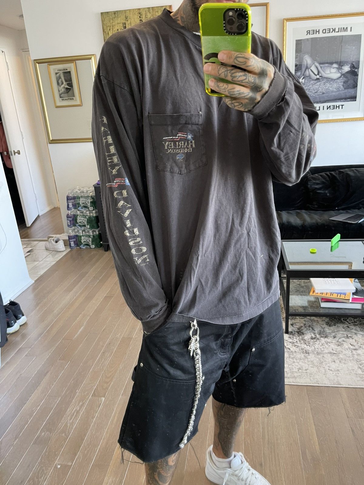 Harley Davidson × Vintage Vintage 1997 Harley Davidson Thrashed Shirt Black Size US XXL / EU 58 / 5 - 1 Thumbnail