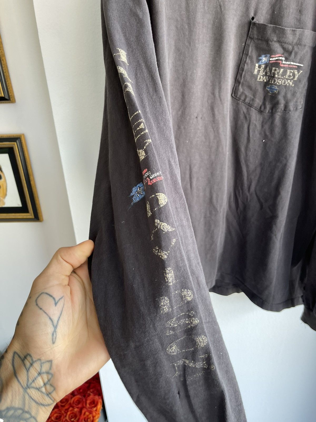 Harley Davidson × Vintage Vintage 1997 Harley Davidson Thrashed Shirt Black Size US XXL / EU 58 / 5 - 3 Thumbnail