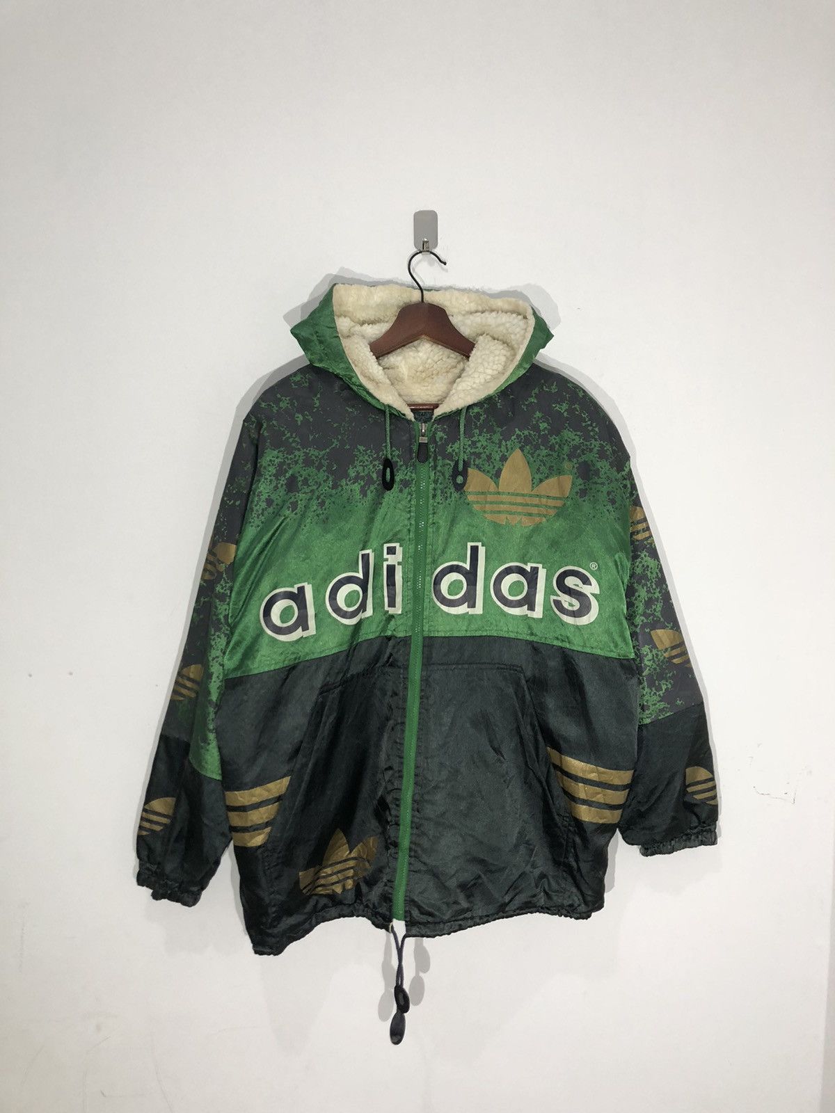Adidas × Vintage Vintage Adidas Big Logo Over Print Sherpa Size US L / EU 52-54 / 3 - 2 Thumbnail