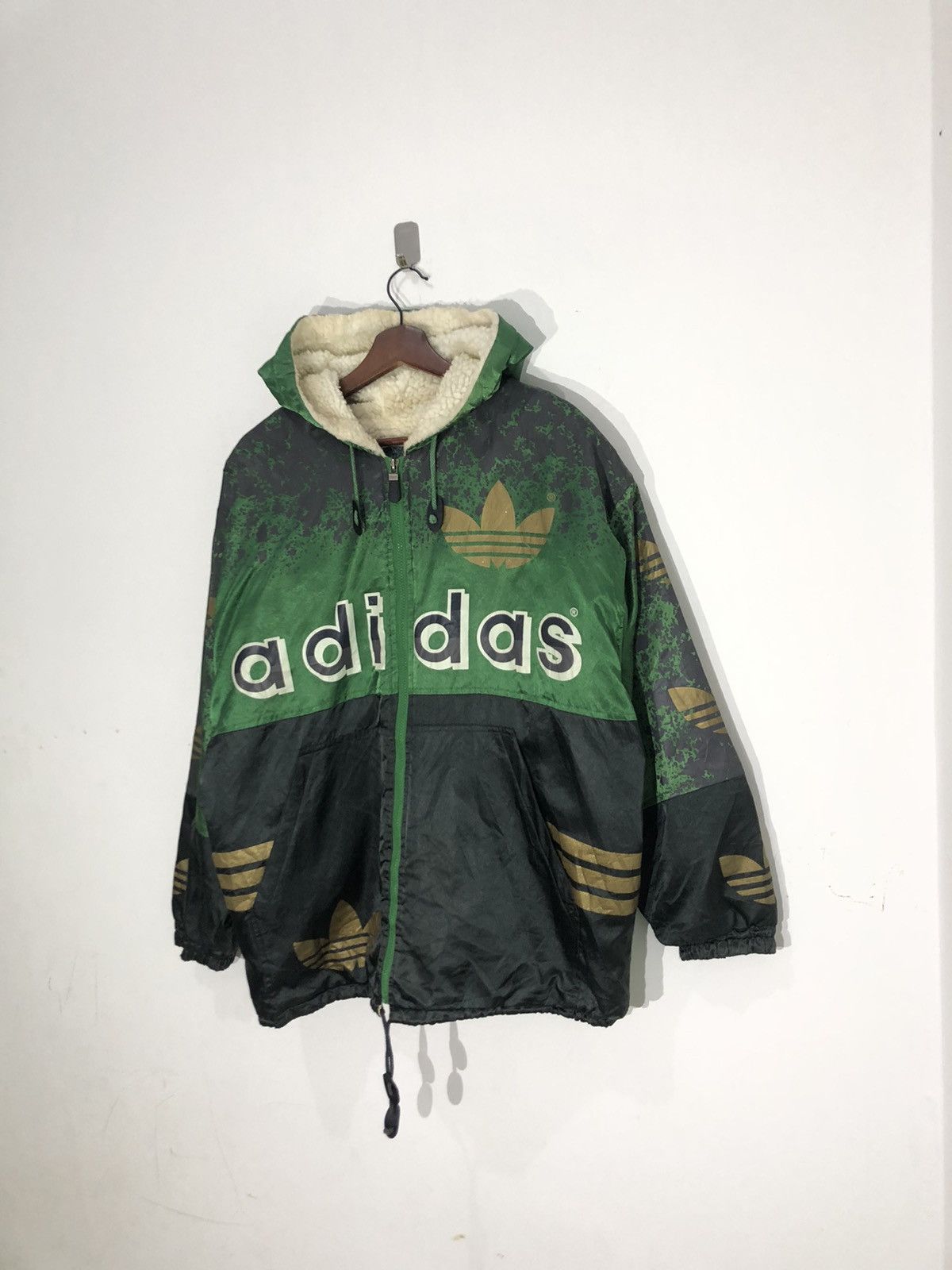Adidas × Vintage Vintage Adidas Big Logo Over Print Sherpa Size US L / EU 52-54 / 3 - 4 Thumbnail