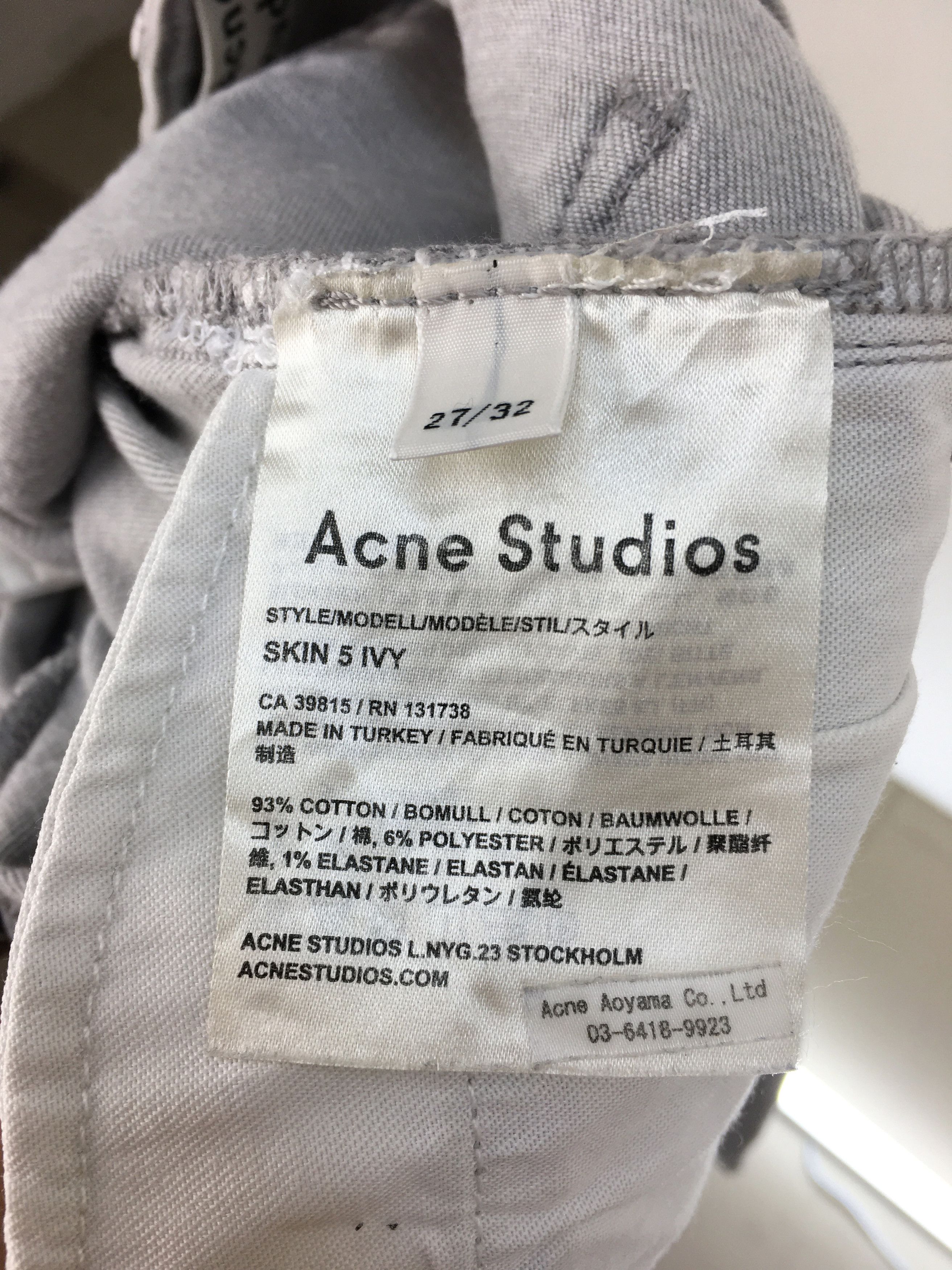 Acne Studios ACNE STUDIOS Skin 5 Ivy Stretchable Skinny Jeans Size US 26 / EU 42 - 17 Thumbnail