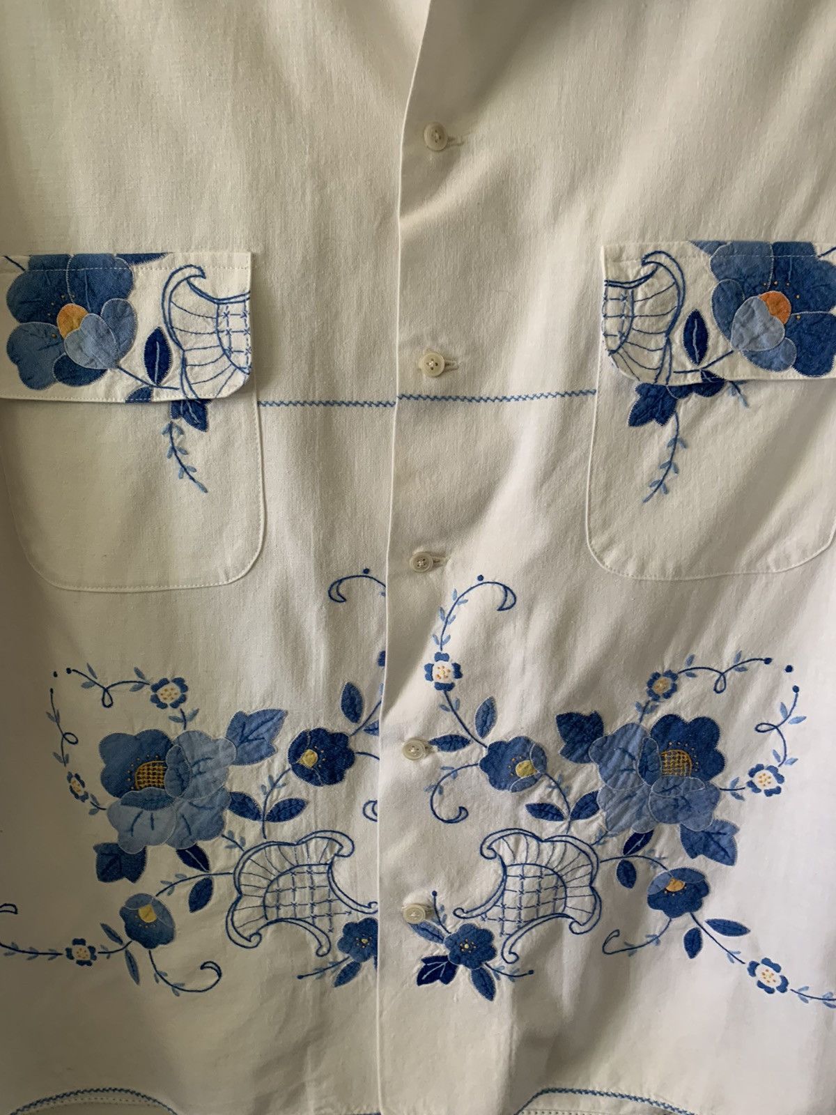 Bode BODE 1of1 Floral Appliqué Tablecloth Shirt (sz L/XL) Size US L / EU 52-54 / 3 - 3 Thumbnail