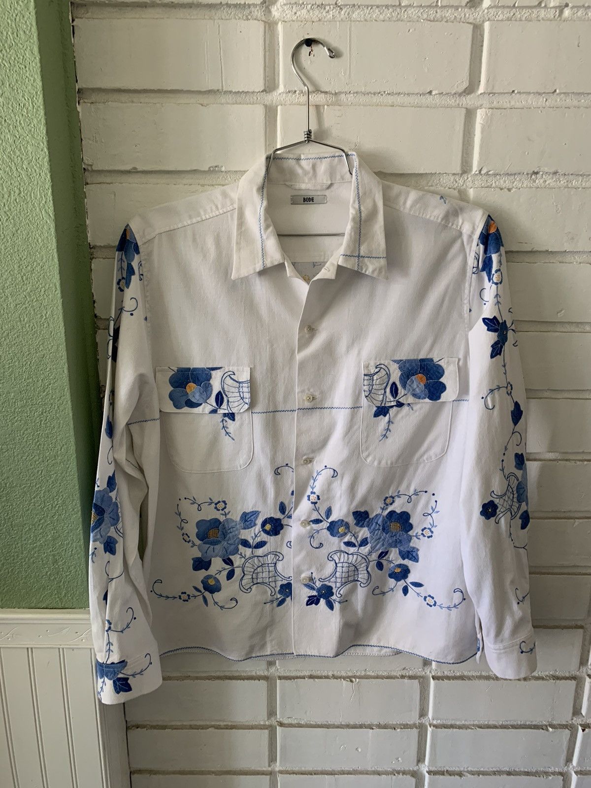 Bode BODE 1of1 Floral Appliqué Tablecloth Shirt (sz L/XL) Size US L / EU 52-54 / 3 - 1 Thumbnail