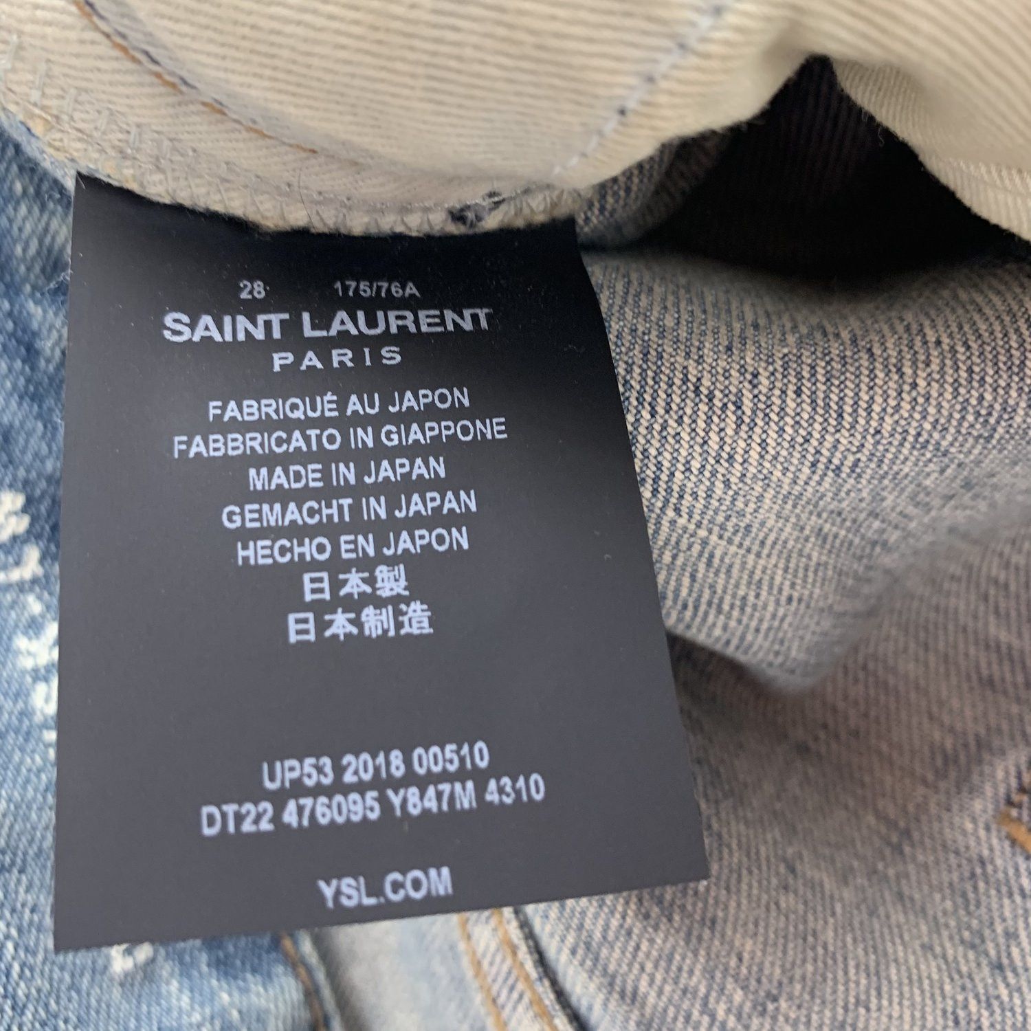 Saint Laurent Paris Saint Laurent SS19 Blue Distressed Rip Jeans Size US 28 / EU 44 - 6 Thumbnail