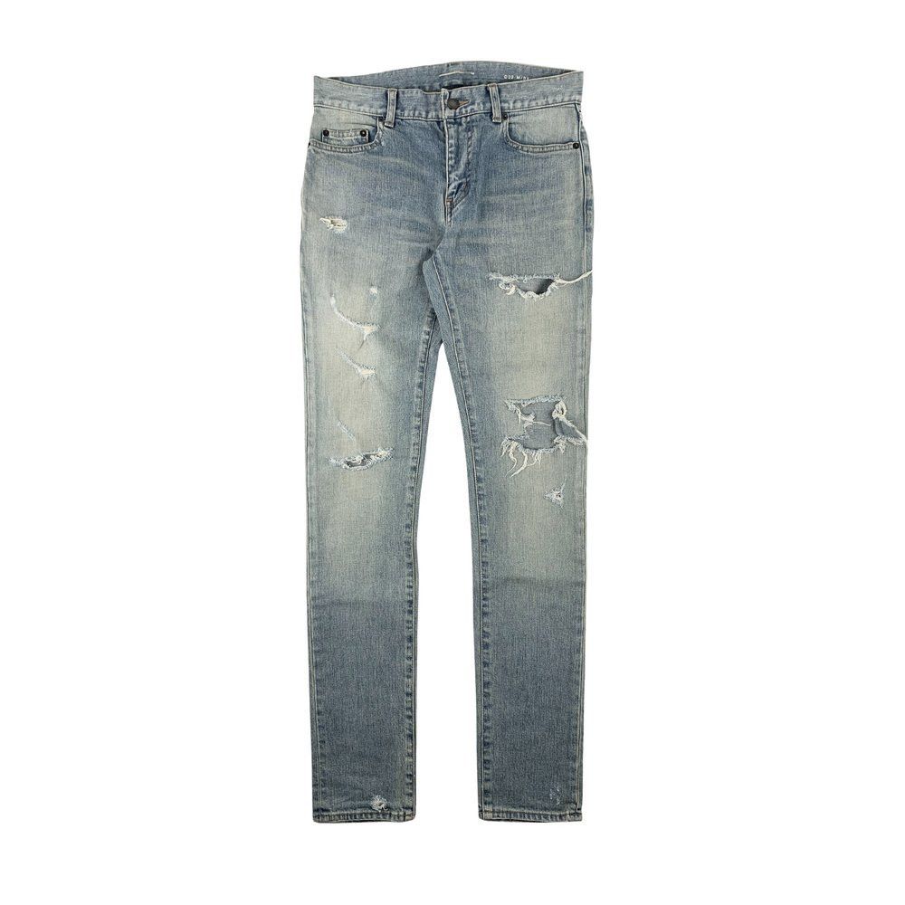 Saint Laurent Paris Saint Laurent SS19 Blue Distressed Rip Jeans Size US 28 / EU 44 - 2 Thumbnail