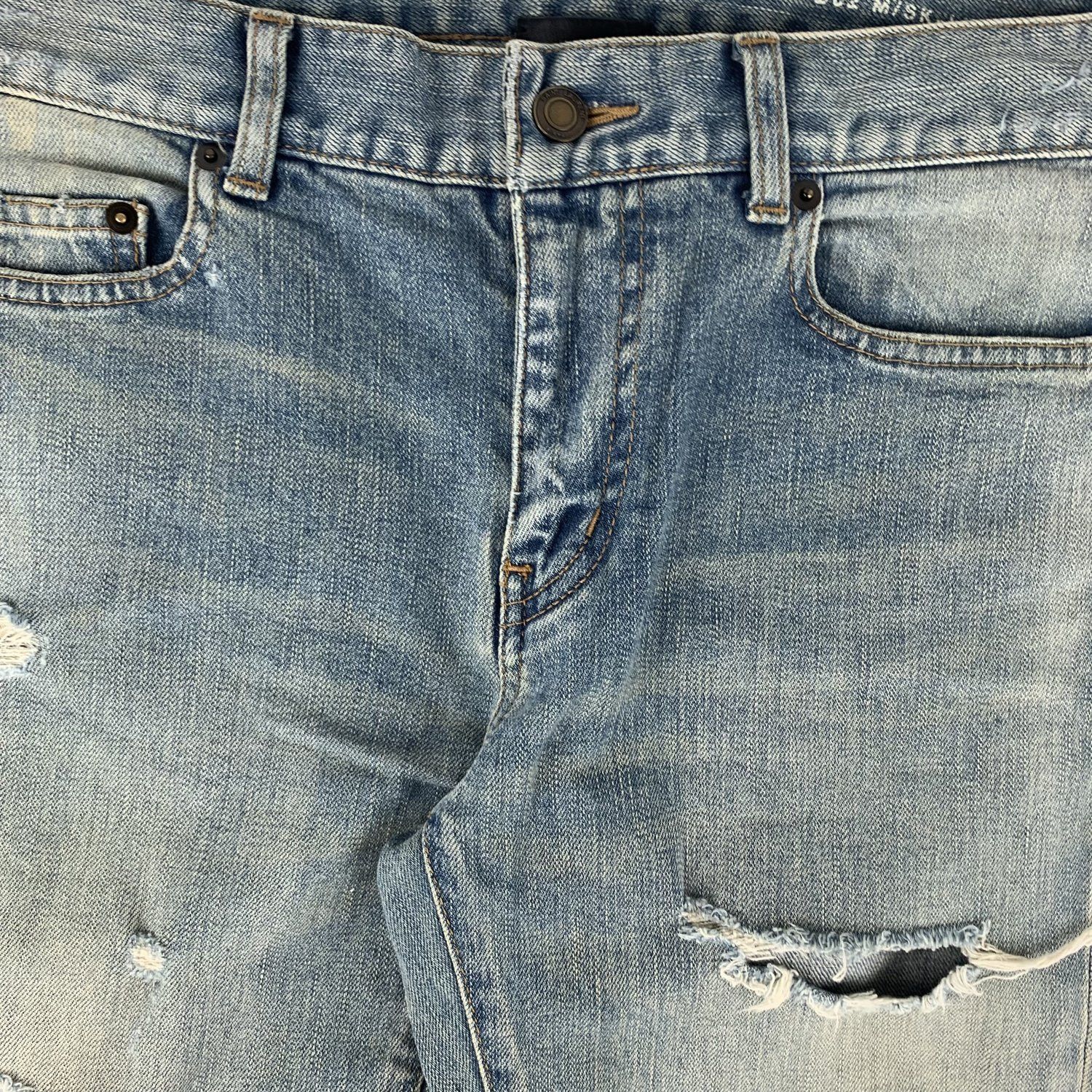 Saint Laurent Paris Saint Laurent SS19 Blue Distressed Rip Jeans Size US 28 / EU 44 - 4 Thumbnail