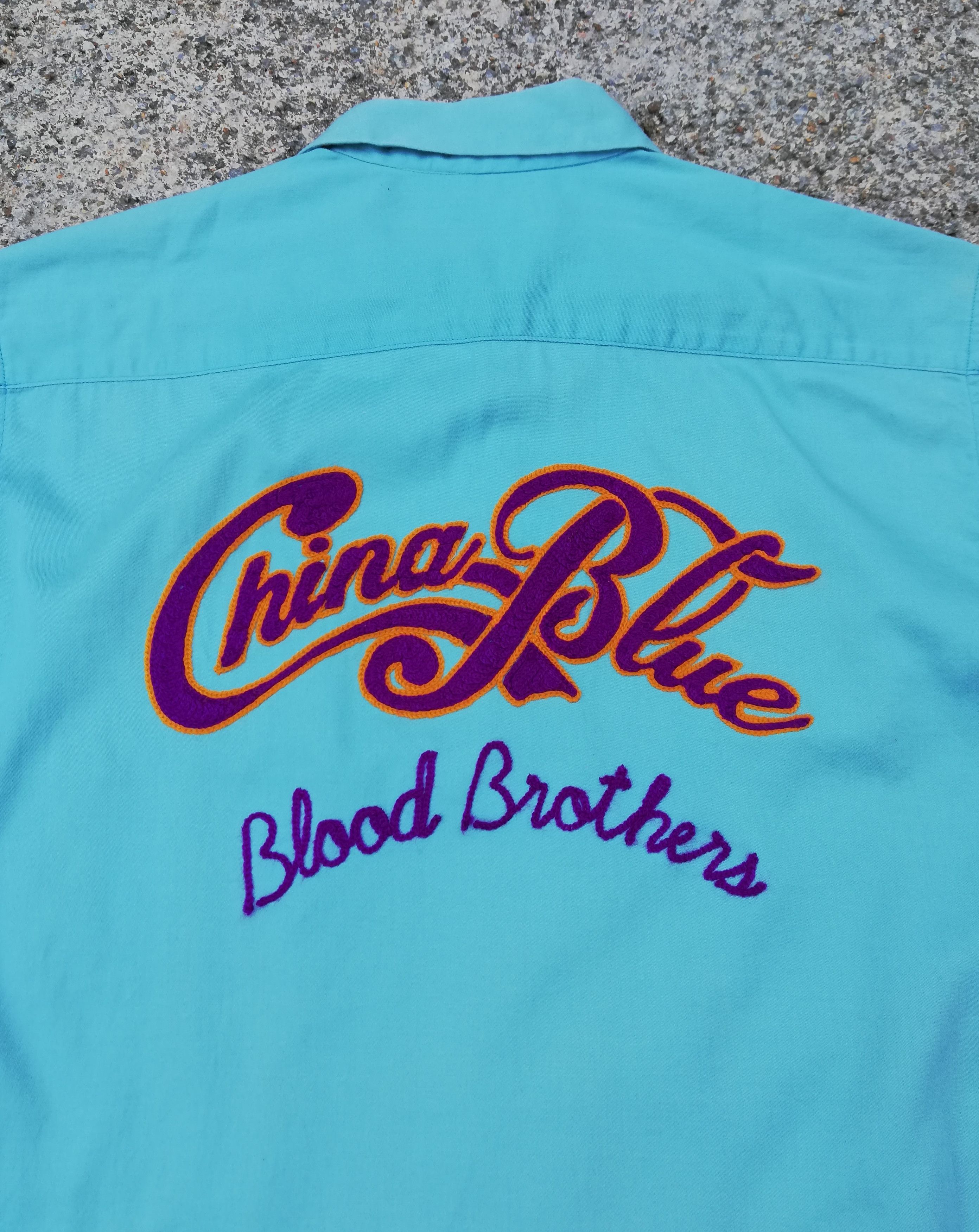 Japanese Brand × Vintage 🔥China Blue Blood Brothers Embroidery Bowling Shirt Japan Size US S / EU 44-46 / 1 - 2 Thumbnail