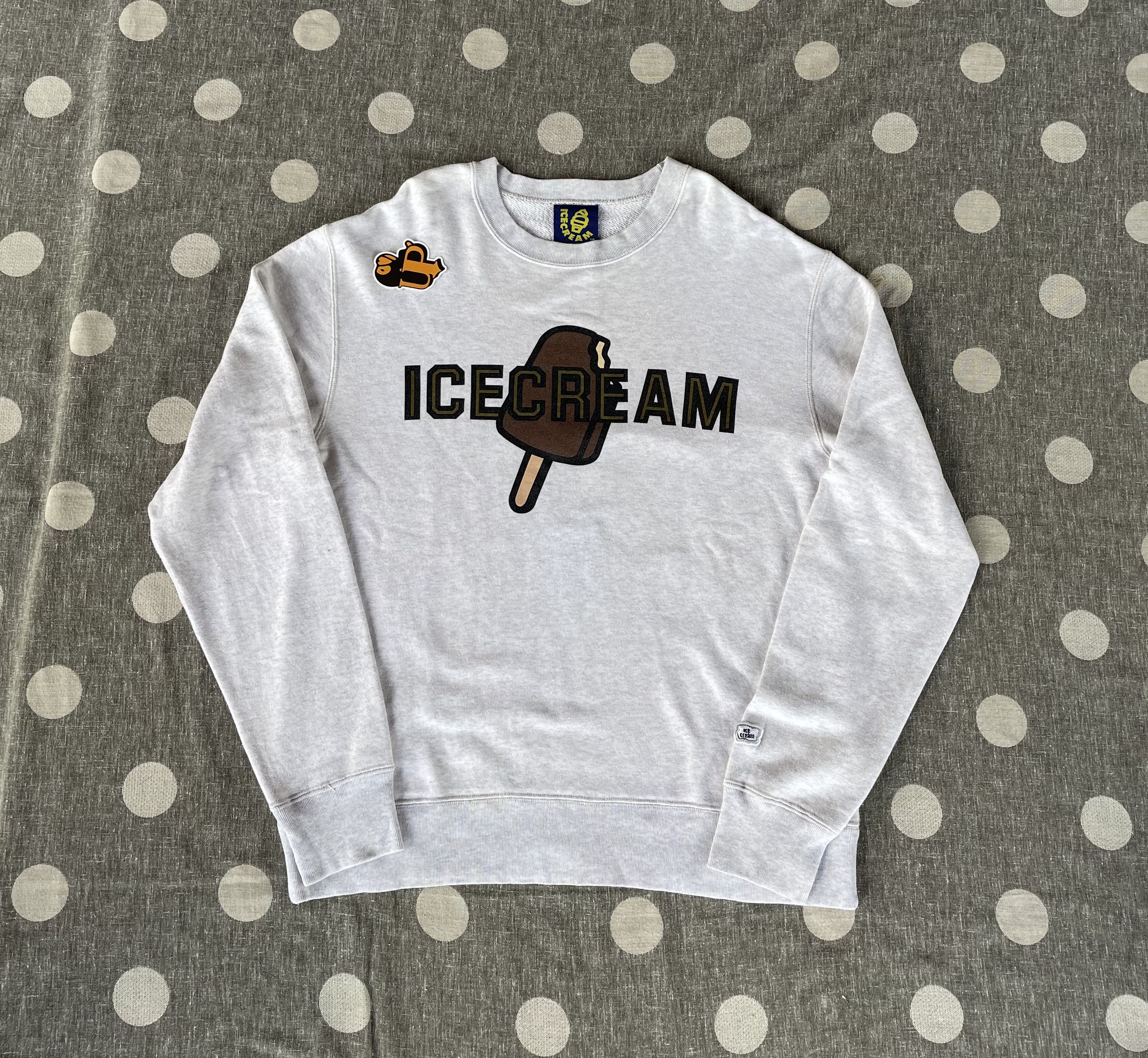 image of Billionaire Boys Club x Icecream Og Bbc Icecream “Ice Cream Logo” Sweatshirt in Light Grey (Size Me