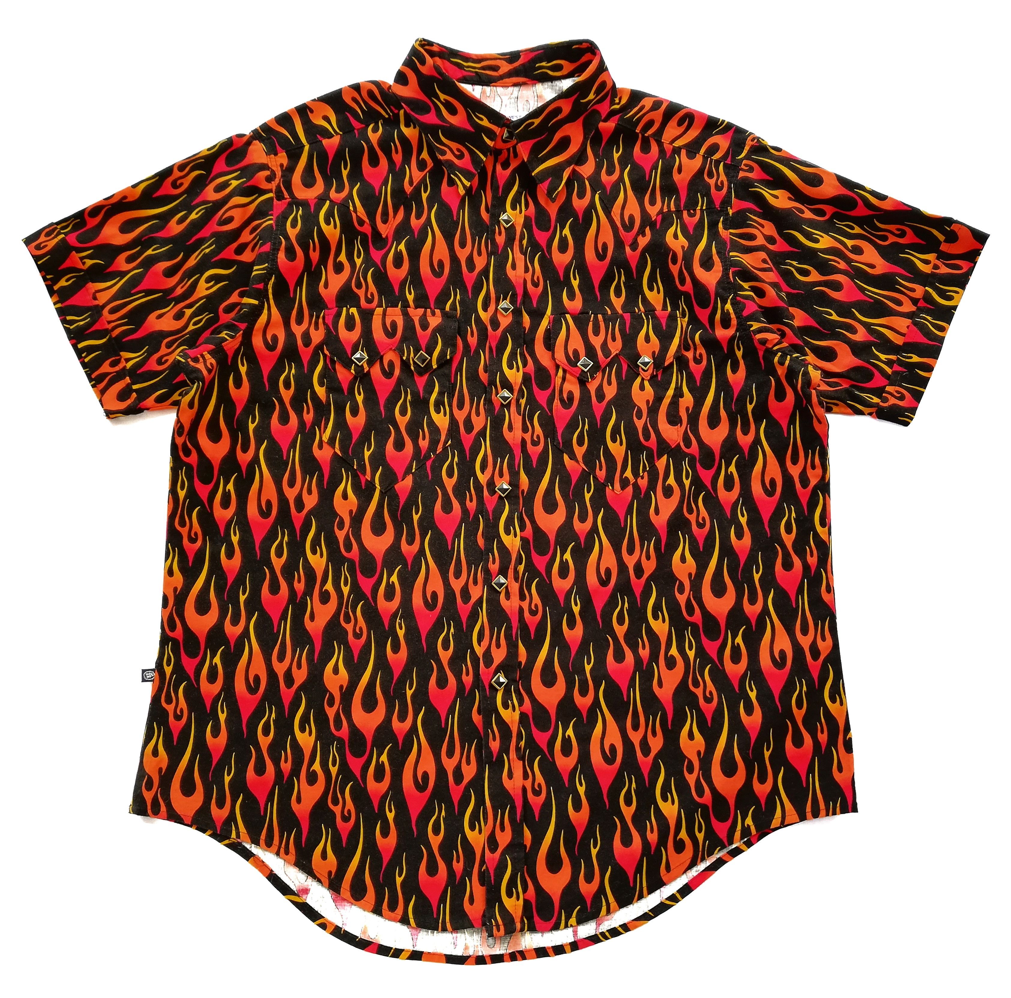 Rockmount Ranch Wear × Vintage 🔥Design Iconic Style F/W 18 Prada Flames Fullprint Bowling Size US M / EU 48-50 / 2 - 4 Thumbnail