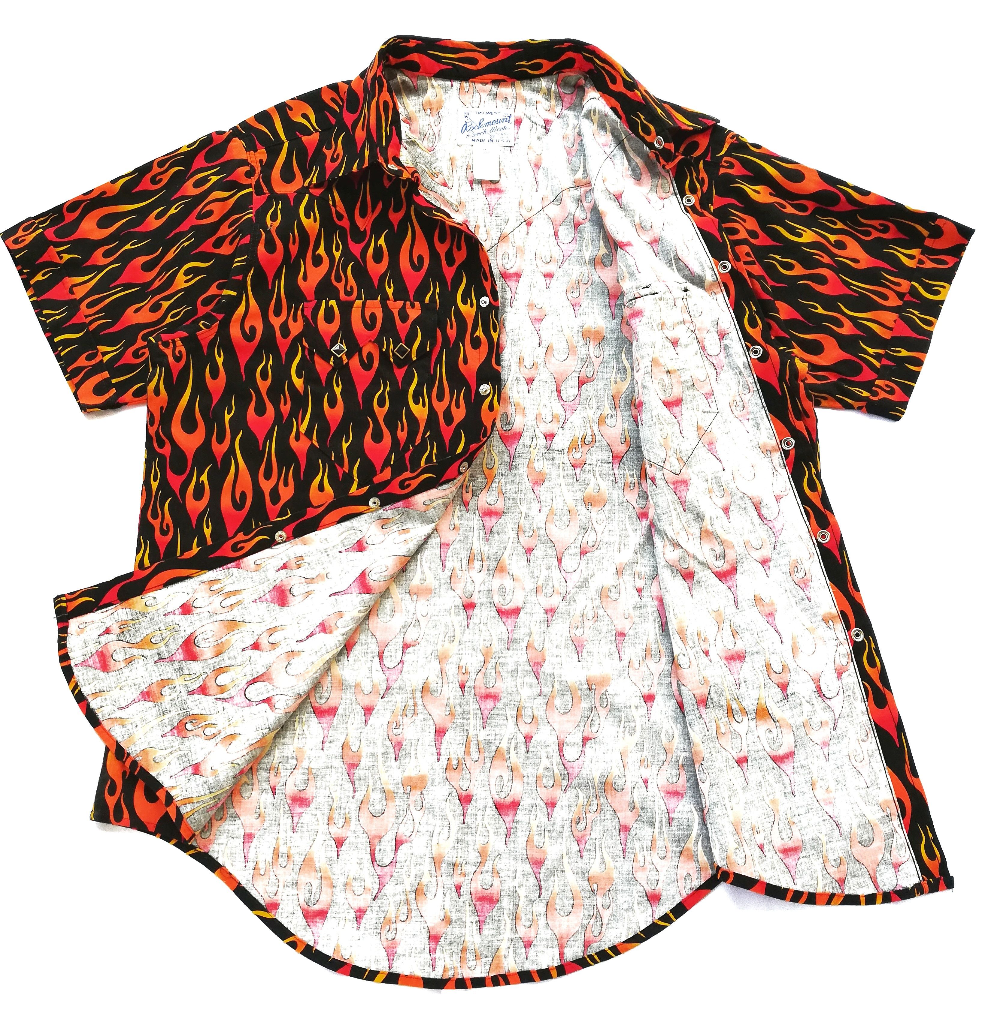 Rockmount Ranch Wear × Vintage 🔥Design Iconic Style F/W 18 Prada Flames Fullprint Bowling Size US M / EU 48-50 / 2 - 3 Thumbnail