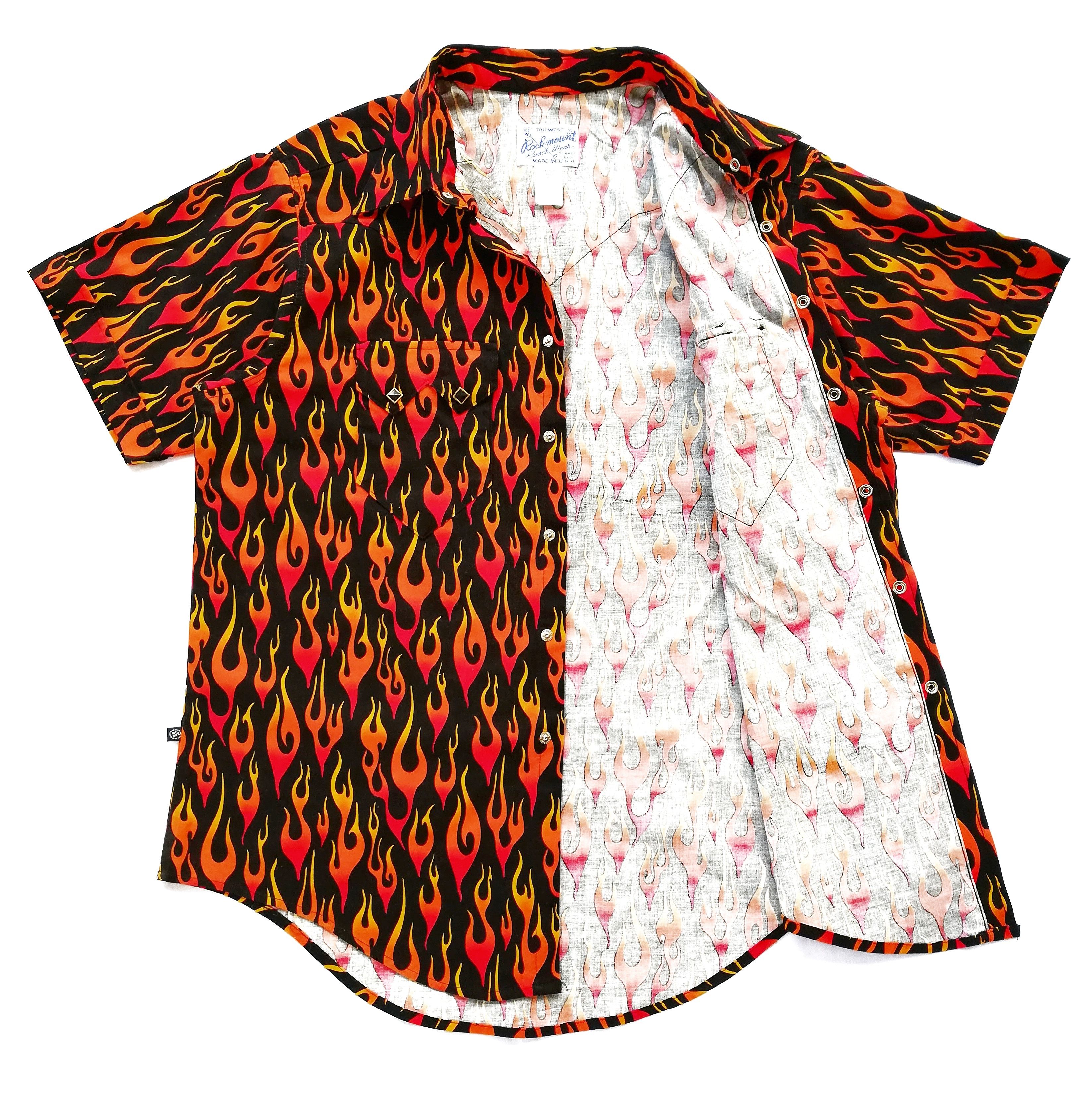 Rockmount Ranch Wear × Vintage 🔥Design Iconic Style F/W 18 Prada Flames Fullprint Bowling Size US M / EU 48-50 / 2 - 2 Thumbnail