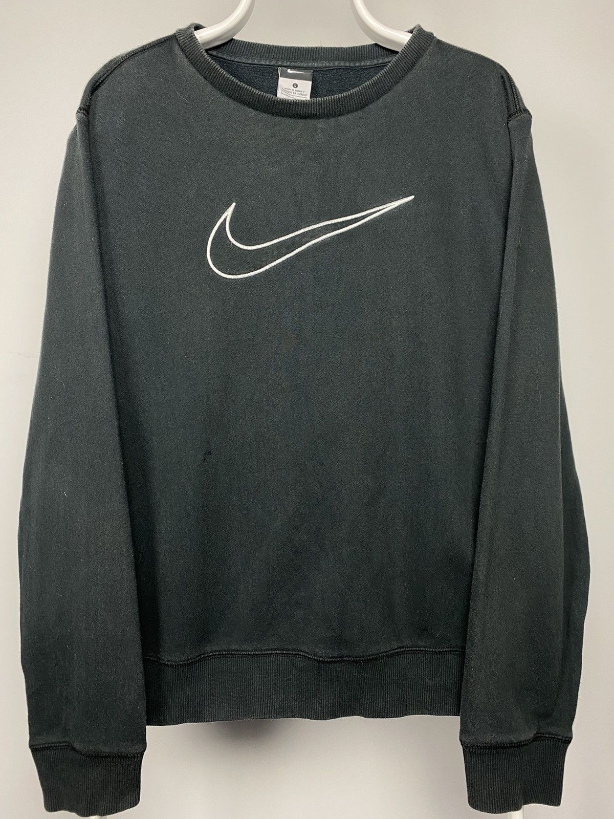 Nike × Vintage Nike big center swoosh sweatshirt black vintage style Size US L / EU 52-54 / 3 - 1 Thumbnail