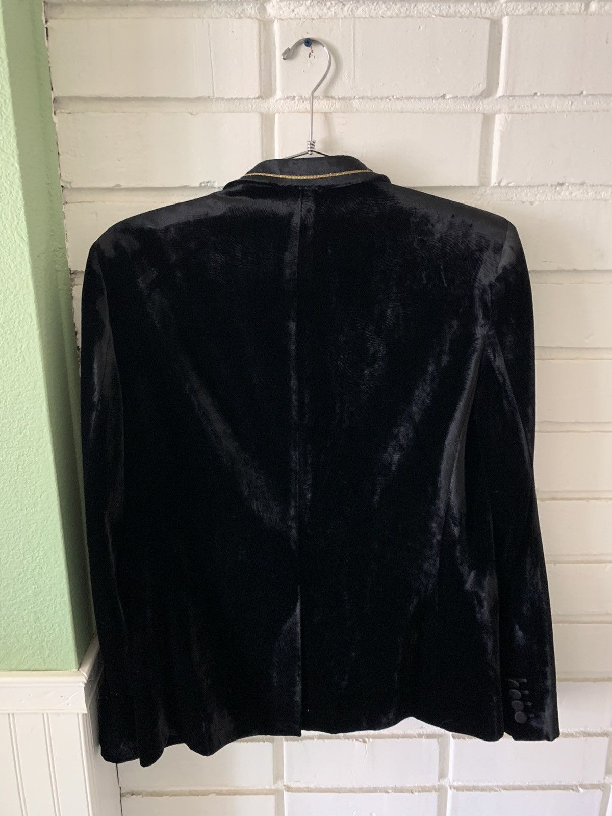Saint Laurent Paris Saint Laurent Velvet Gold Trimmed Blazer (sz 50) Size 50R - 2 Thumbnail