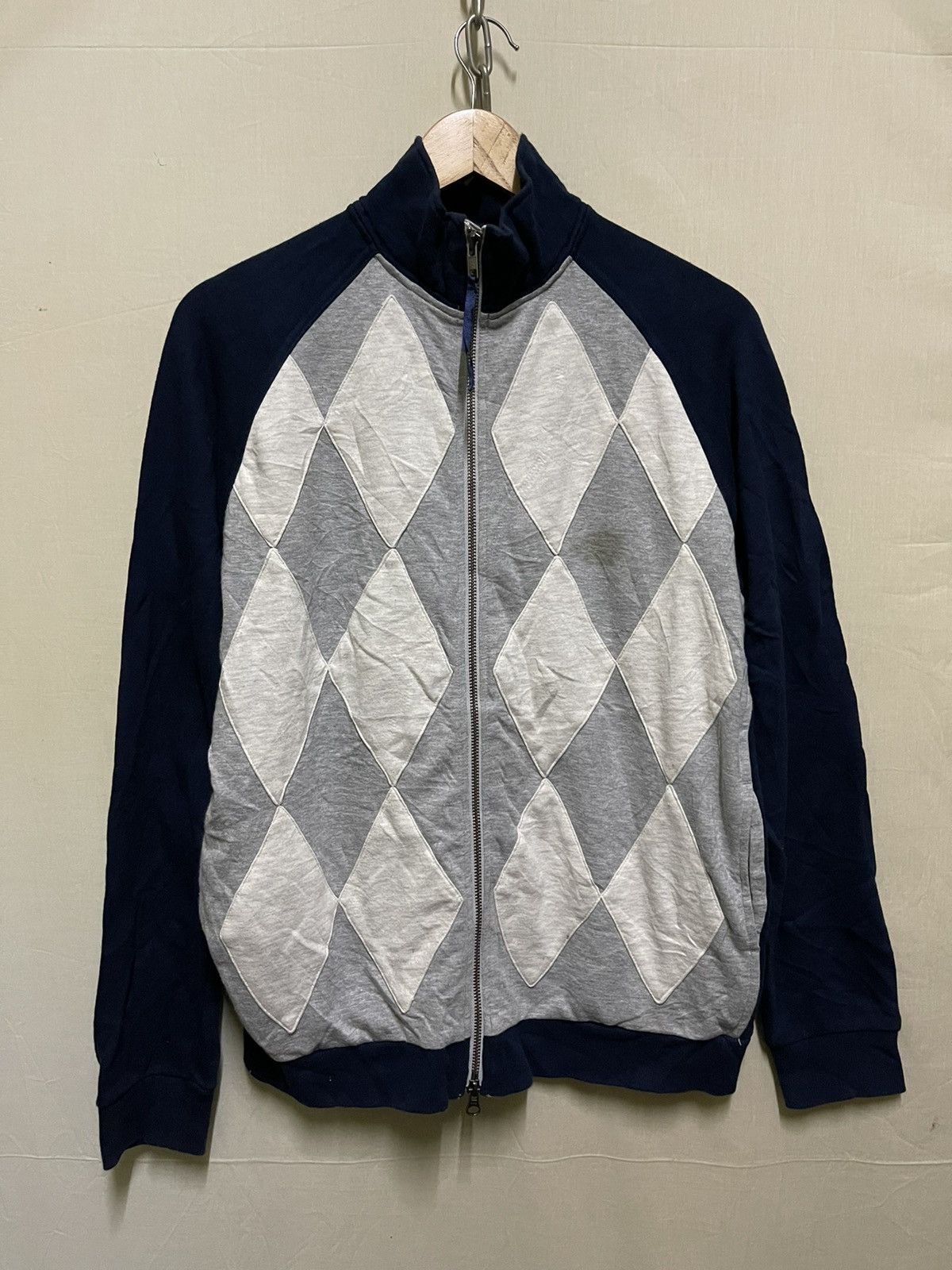 image of Beams Plus Beams Zipper Checked Sweater Japan, Men's (Size Large)