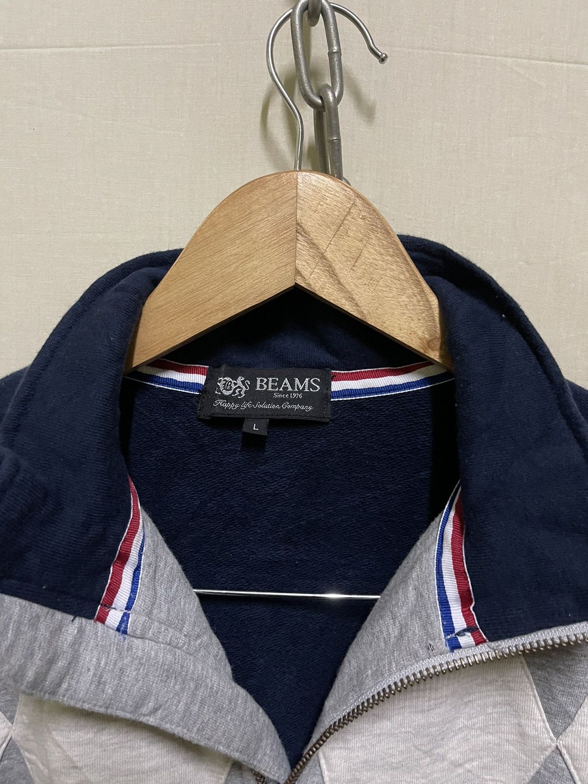 Beams Plus × Japanese Brand Beams Zipper Checked Sweater Japan Size US L / EU 52-54 / 3 - 7 Thumbnail