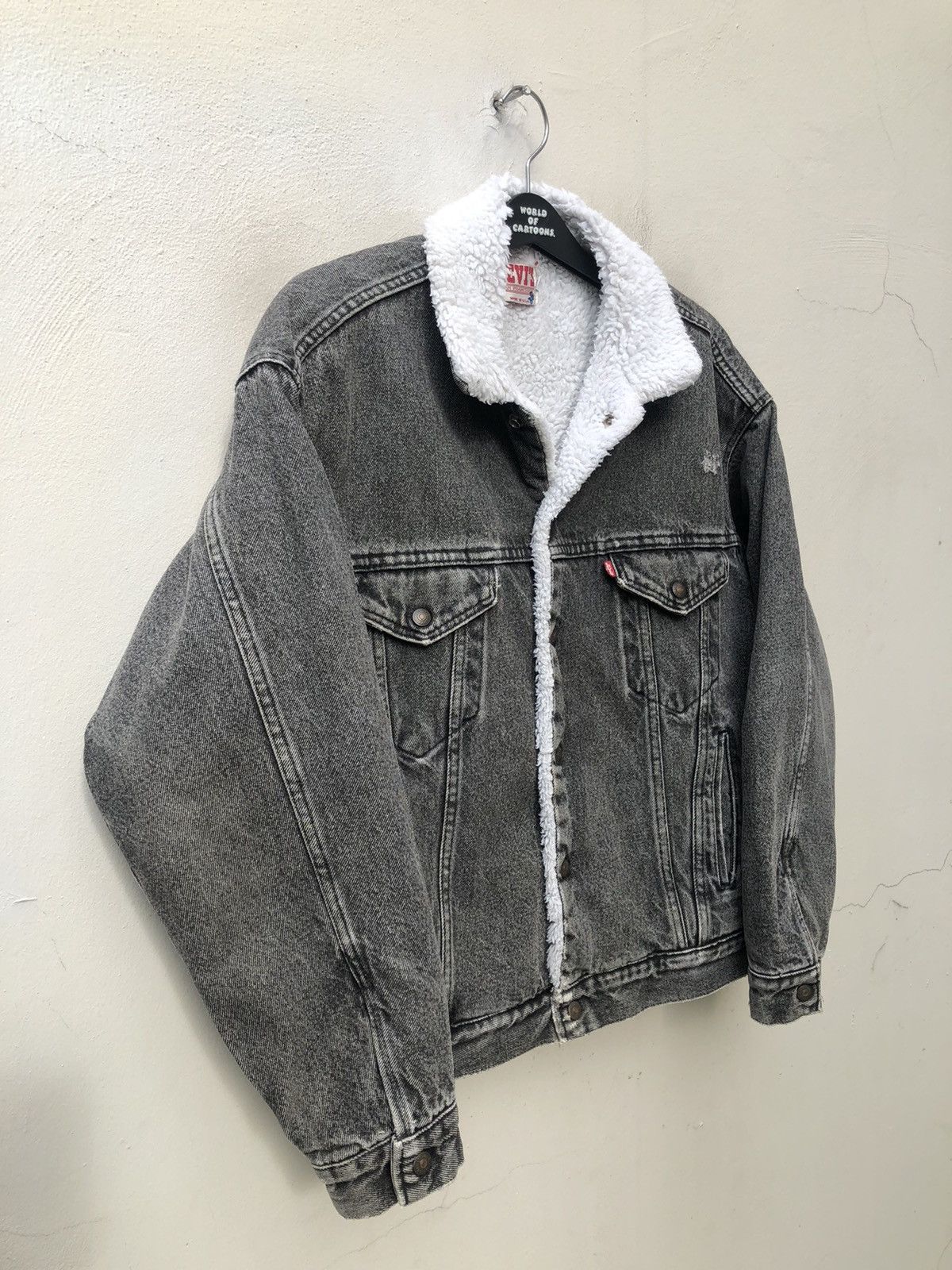 Levi's 80s Levi’s Sherpa Lining Distressed Faded Black Jacket Size US L / EU 52-54 / 3 - 4 Thumbnail