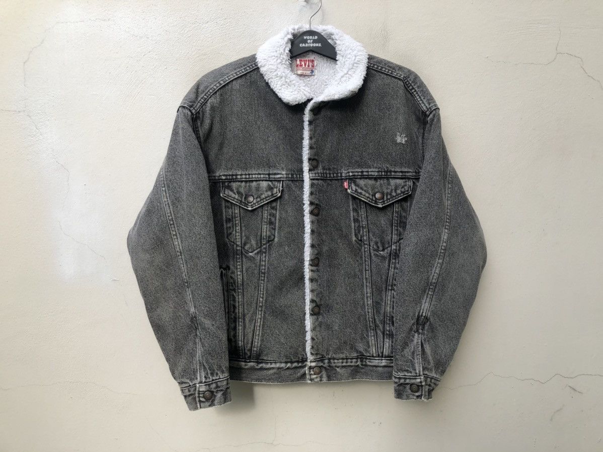 Levi's 80s Levi’s Sherpa Lining Distressed Faded Black Jacket Size US L / EU 52-54 / 3 - 1 Thumbnail