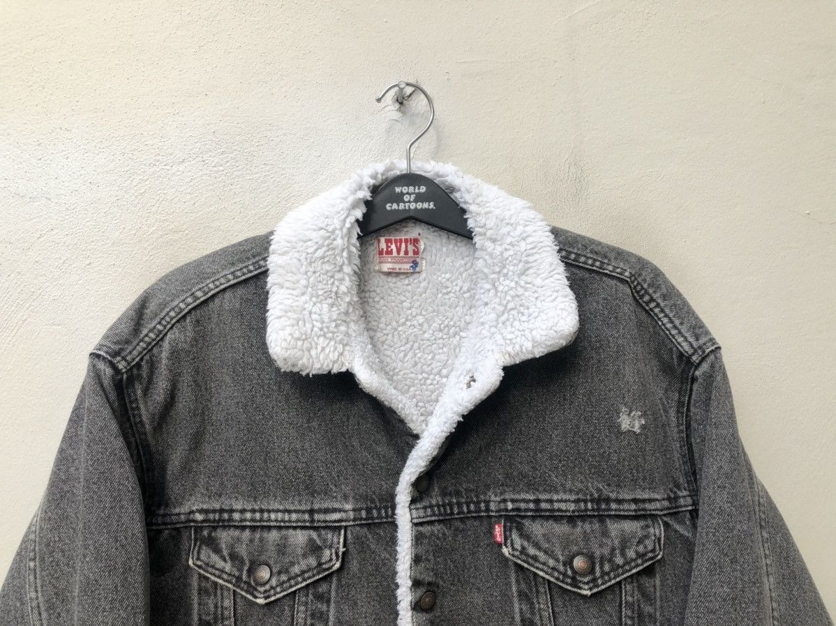 Levi's 80s Levi’s Sherpa Lining Distressed Faded Black Jacket Size US L / EU 52-54 / 3 - 2 Thumbnail