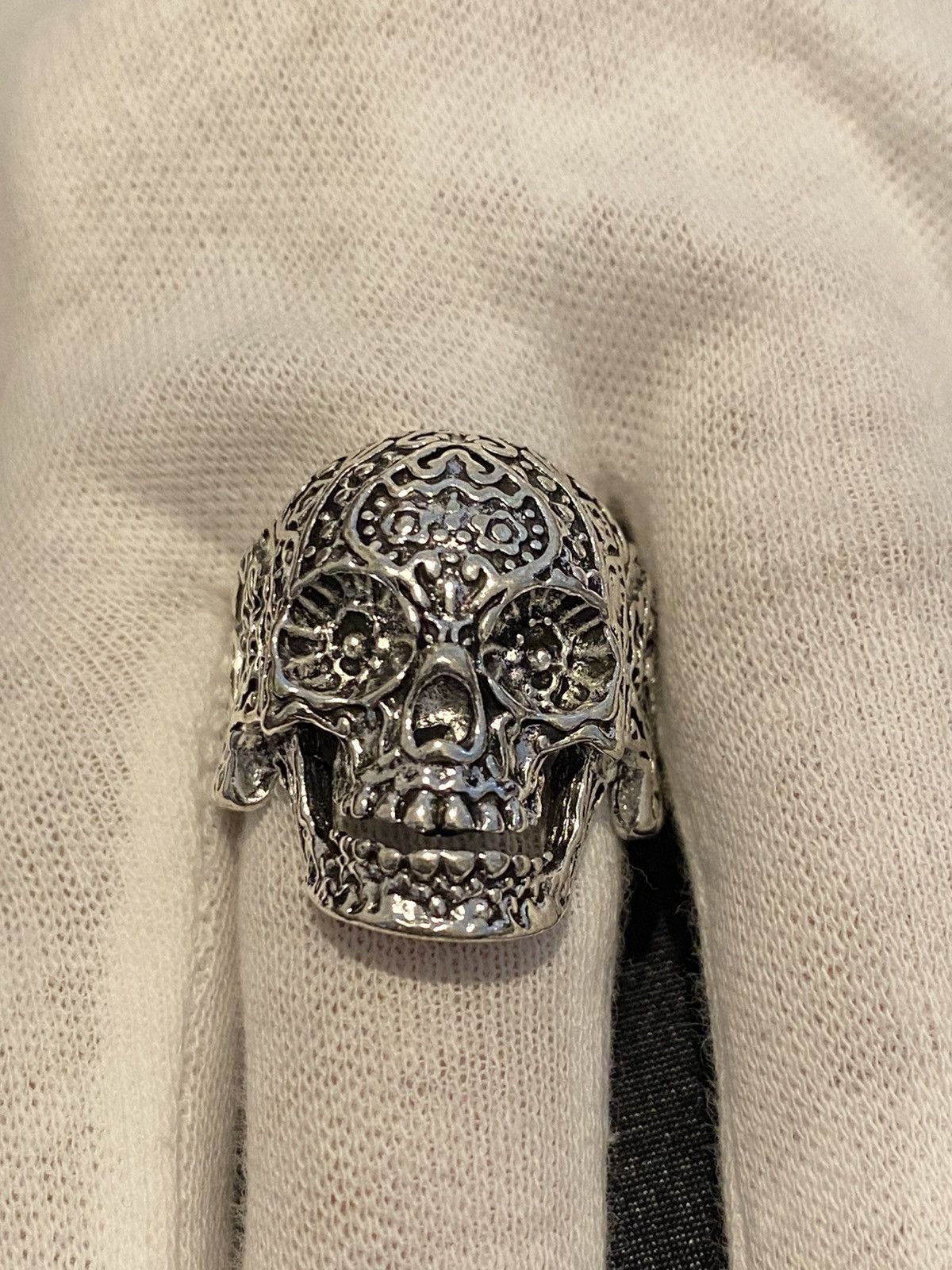 Vintage Punk gothic skull silver ring Size ONE SIZE - 1 Thumbnail