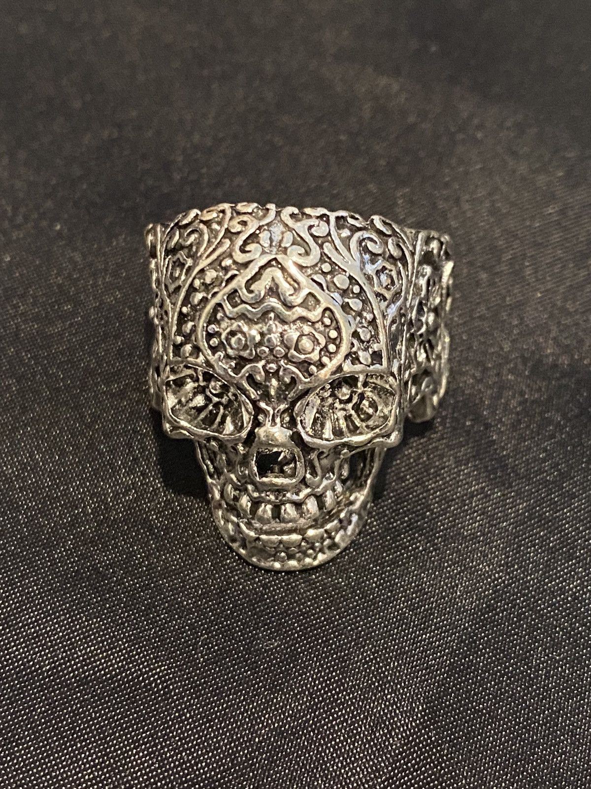 Vintage Punk gothic skull silver ring Size ONE SIZE - 2 Thumbnail