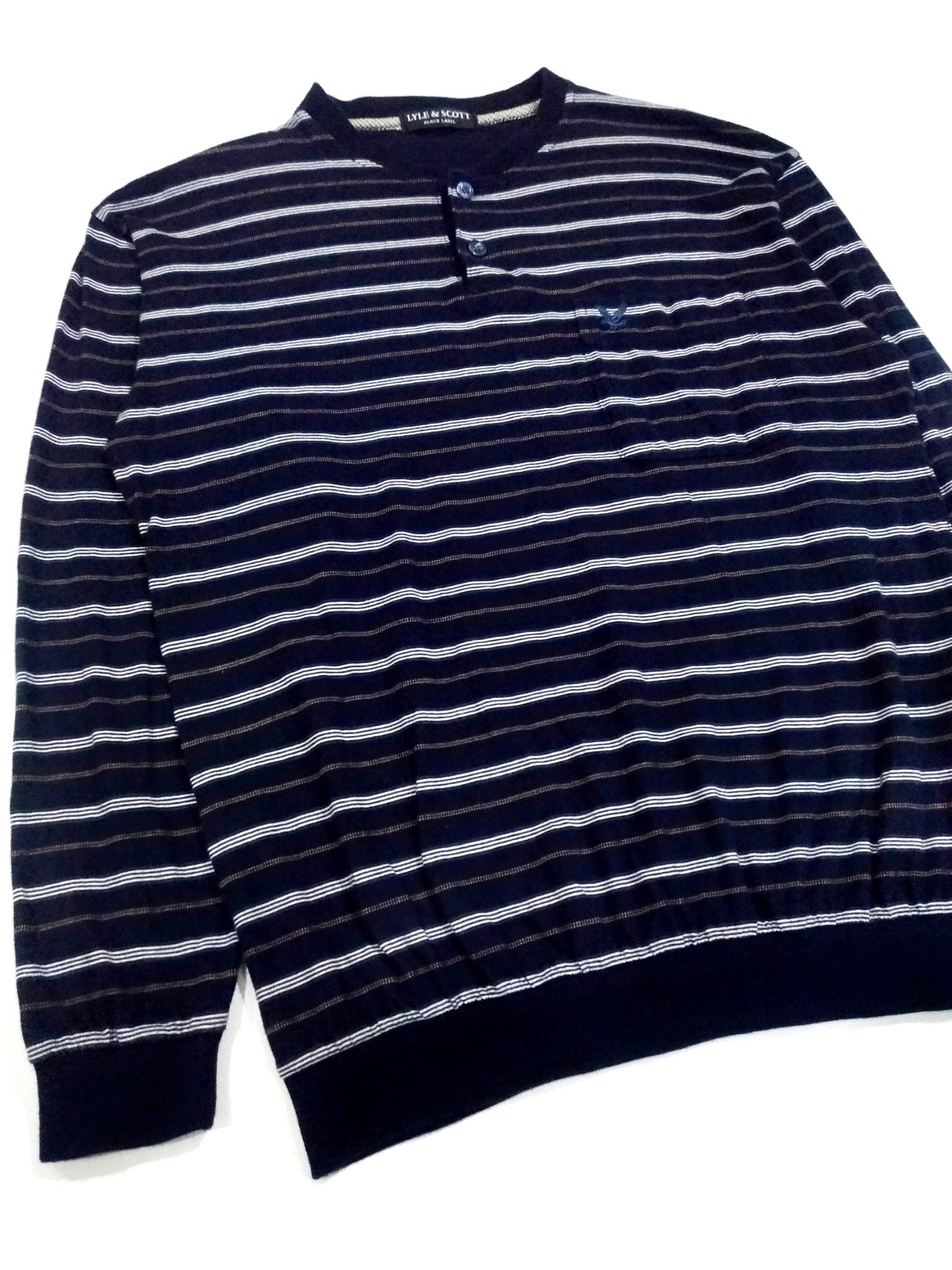 Black Label × Lyle & Scott RARE! LYLE & SCOTT HENLEY BLACK STRIPES L/SLEEVE T-SHIRT Size US M / EU 48-50 / 2 - 4 Thumbnail