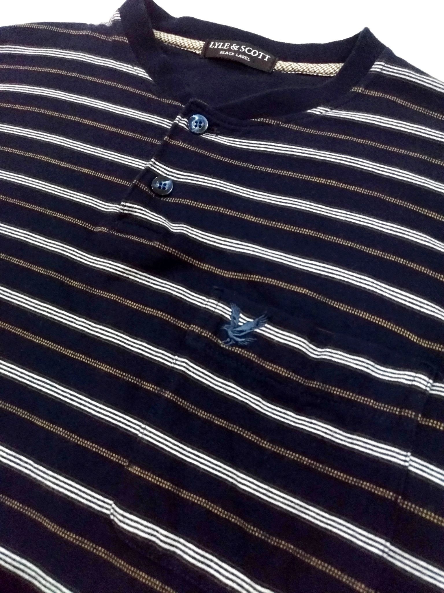 Black Label × Lyle & Scott RARE! LYLE & SCOTT HENLEY BLACK STRIPES L/SLEEVE T-SHIRT Size US M / EU 48-50 / 2 - 7 Thumbnail