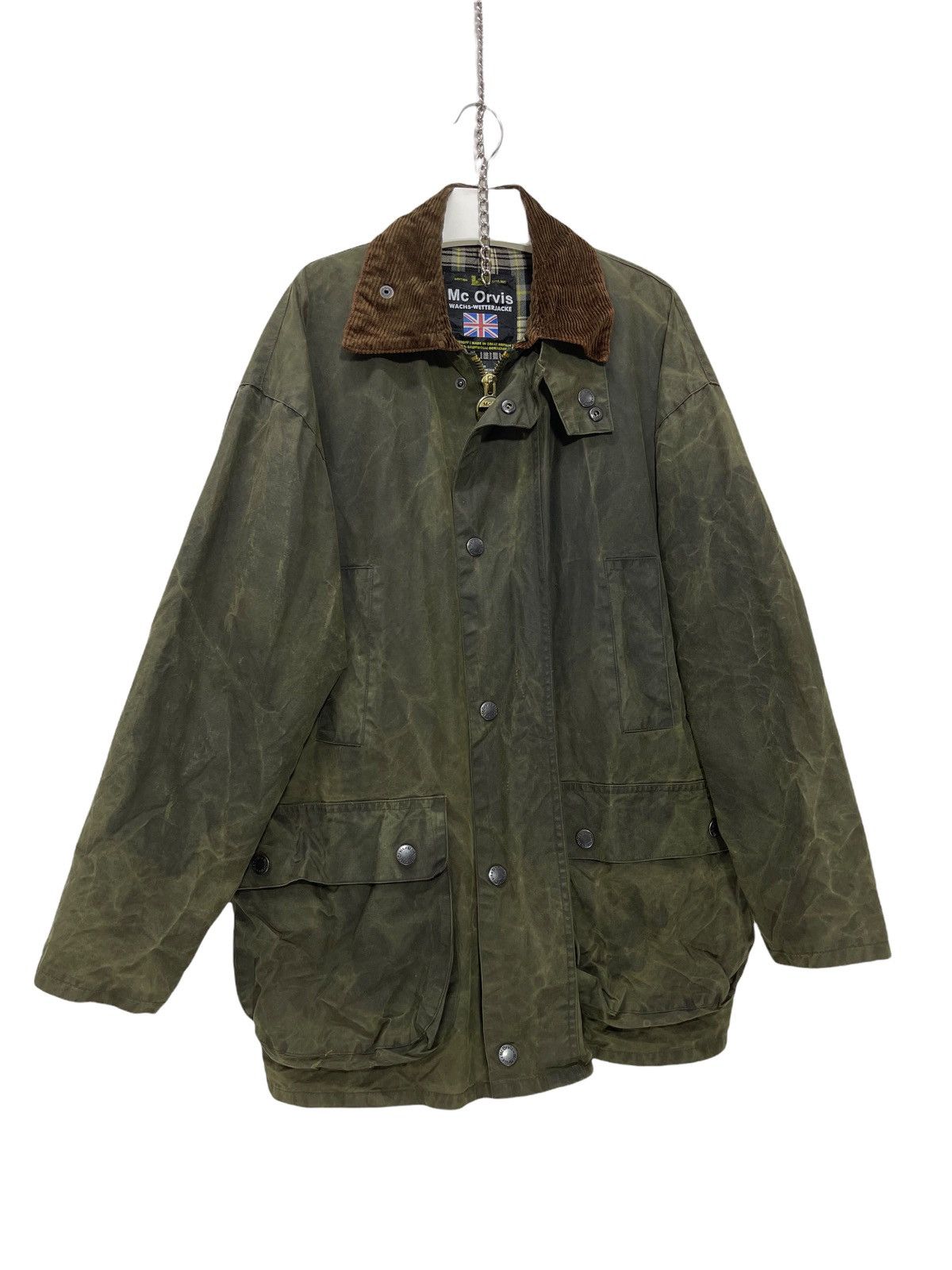 image of Designer Collection x Waxed Mr Orvis England Waxed Jacket Barbour Style 9 in Miltary Green (Size La