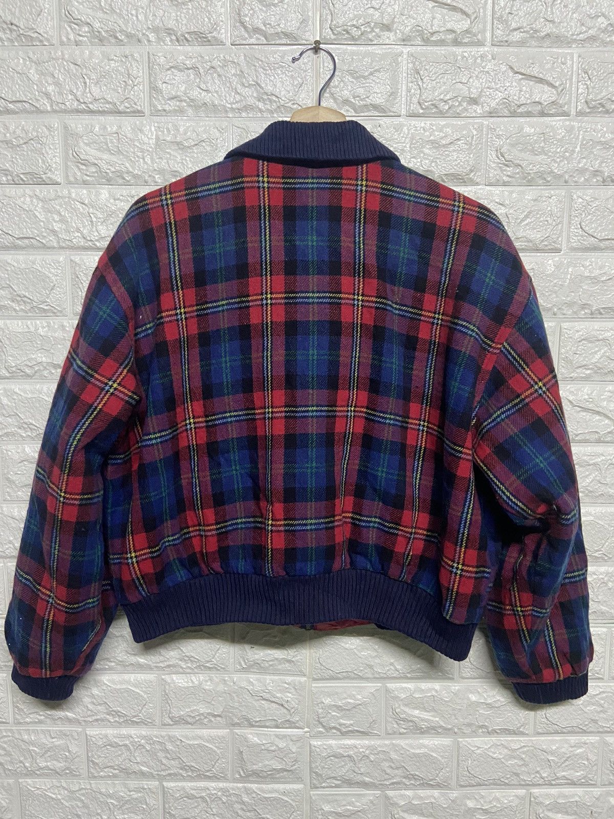 Vintage Vintage Sim Mary Checkered Wool Zip Up Bomber Jacket Size US S / EU 44-46 / 1 - 2 Thumbnail