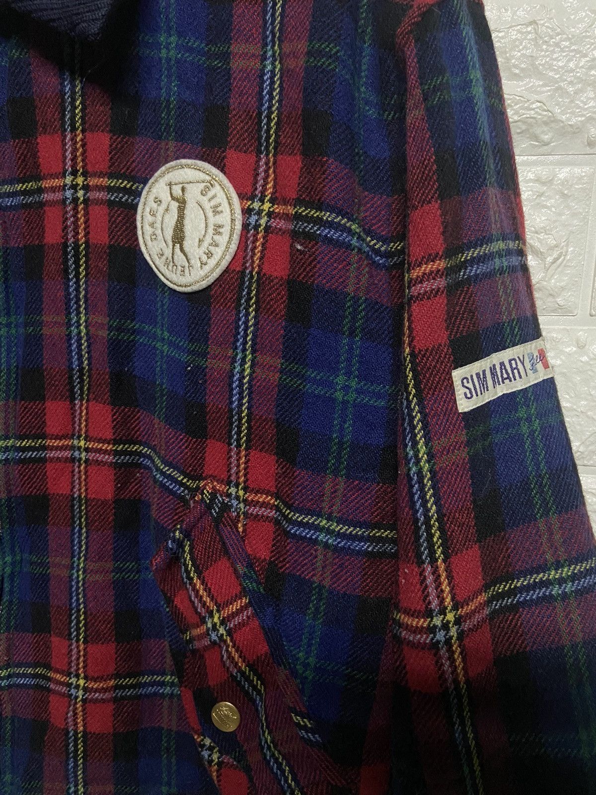 Vintage Vintage Sim Mary Checkered Wool Zip Up Bomber Jacket Size US S / EU 44-46 / 1 - 4 Thumbnail