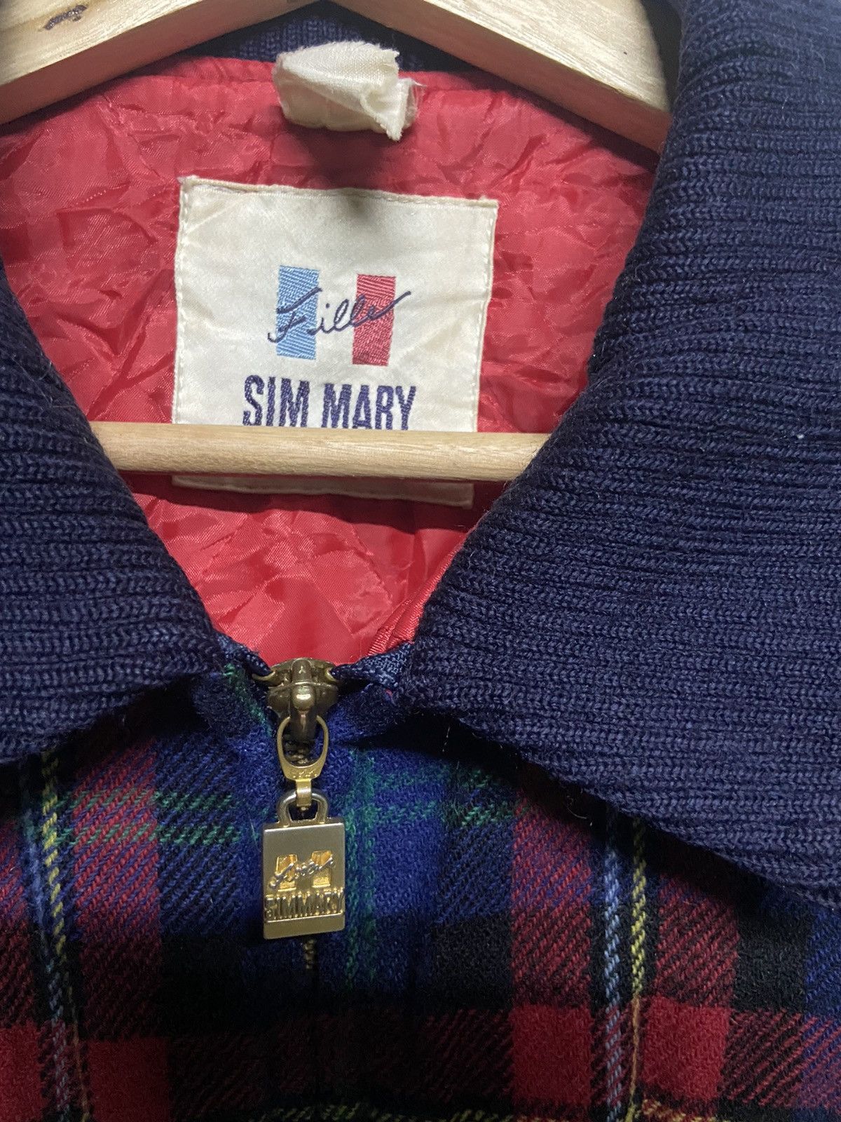 Vintage Vintage Sim Mary Checkered Wool Zip Up Bomber Jacket Size US S / EU 44-46 / 1 - 7 Thumbnail