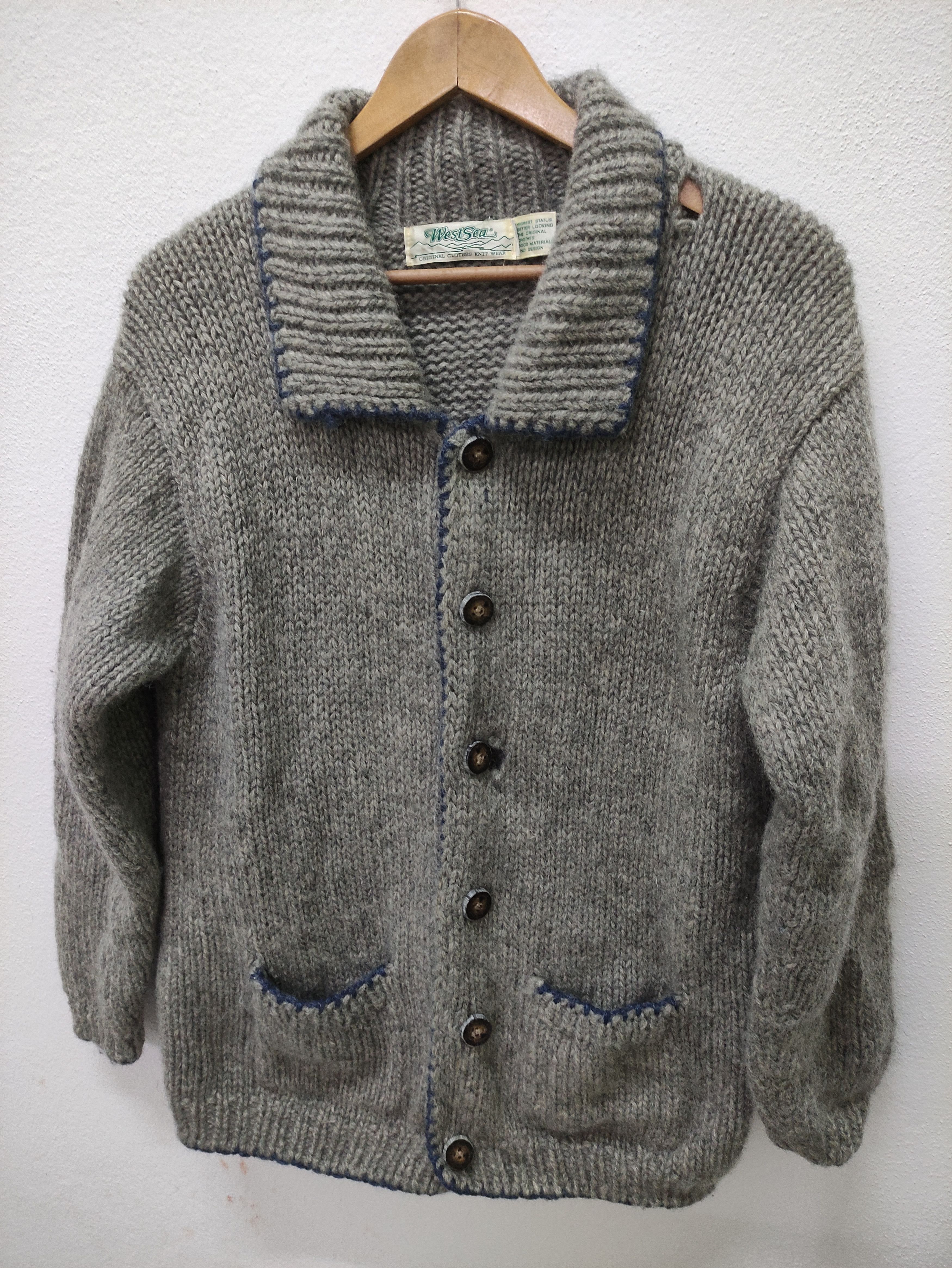 Vintage Vintage West Sea Button Up Wool Collared Knitwear Cardigan Size US L / EU 52-54 / 3 - 3 Thumbnail