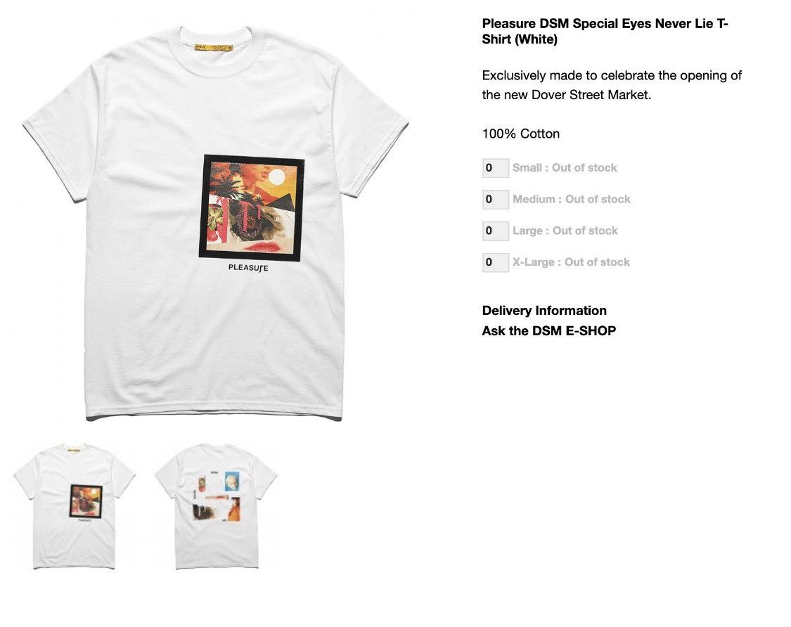 Pleasures Pleasure x DSM Special dover street market rare limited Size US M / EU 48-50 / 2 - 4 Thumbnail
