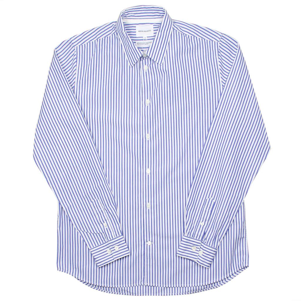 image of Norse Projects Hans Classic Stripe in Blue/Grey Stripe, Men's (Size Large)