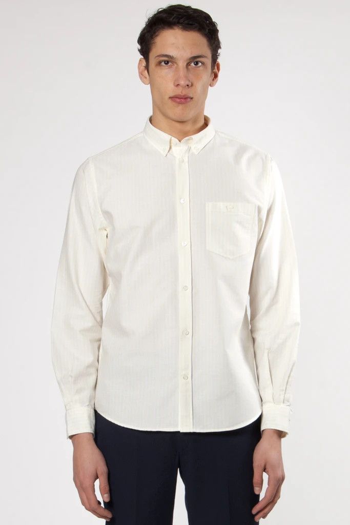 image of Norse Projects Anton Oxford Shirt in Edge Yellow Stripe, Men's (Size Large)