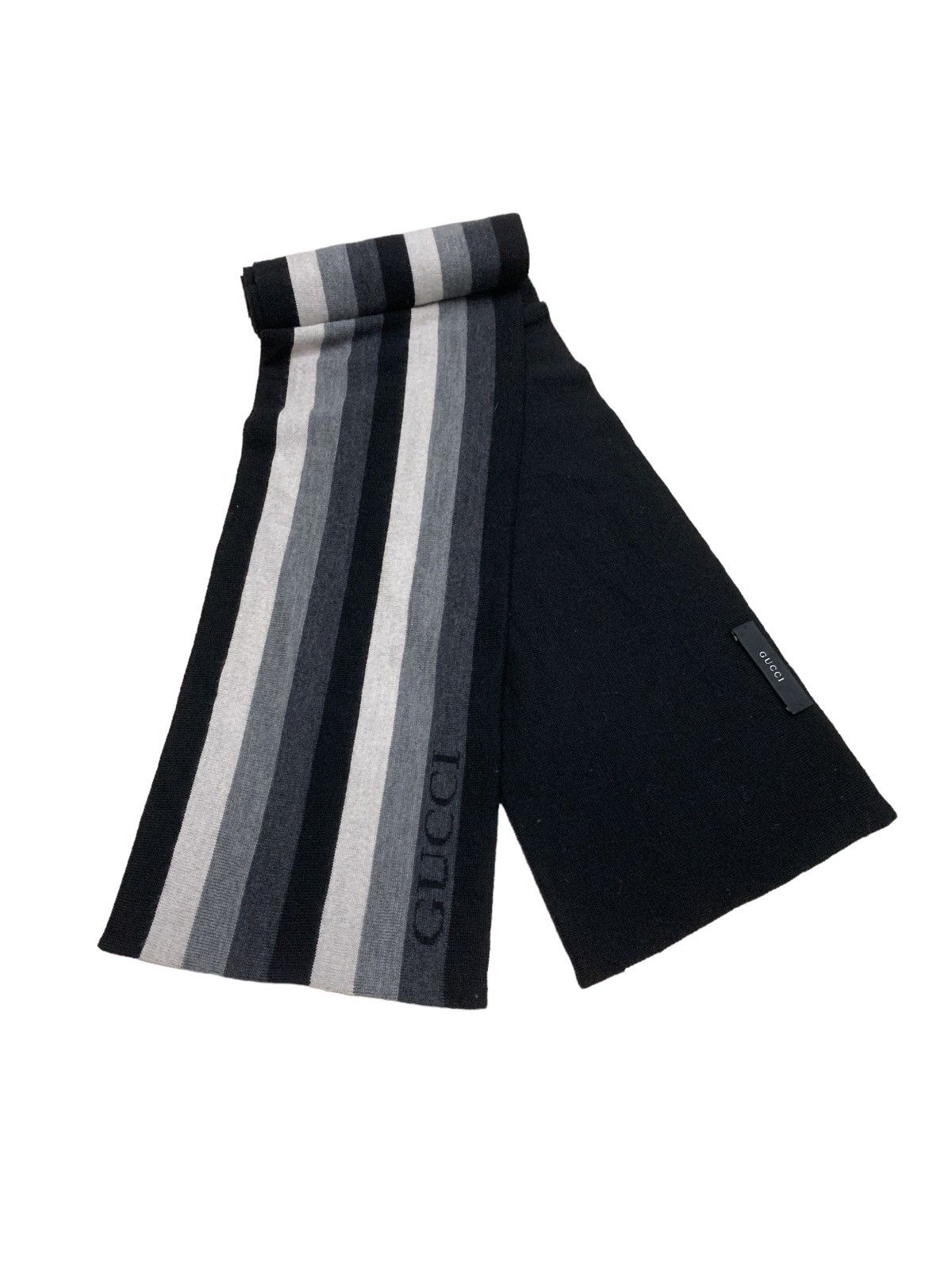 Gucci GUCCI SPELLOUT STRIPED WOOL SCARF MUFFLER Size ONE SIZE - 1 Thumbnail