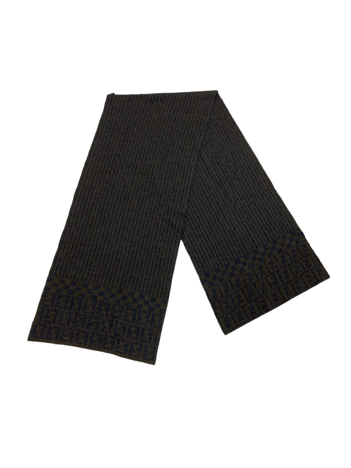 Fendi FENDI MONOGRAM STRIPED WOOL SCARF MUFFLER Size ONE SIZE - 3 Thumbnail