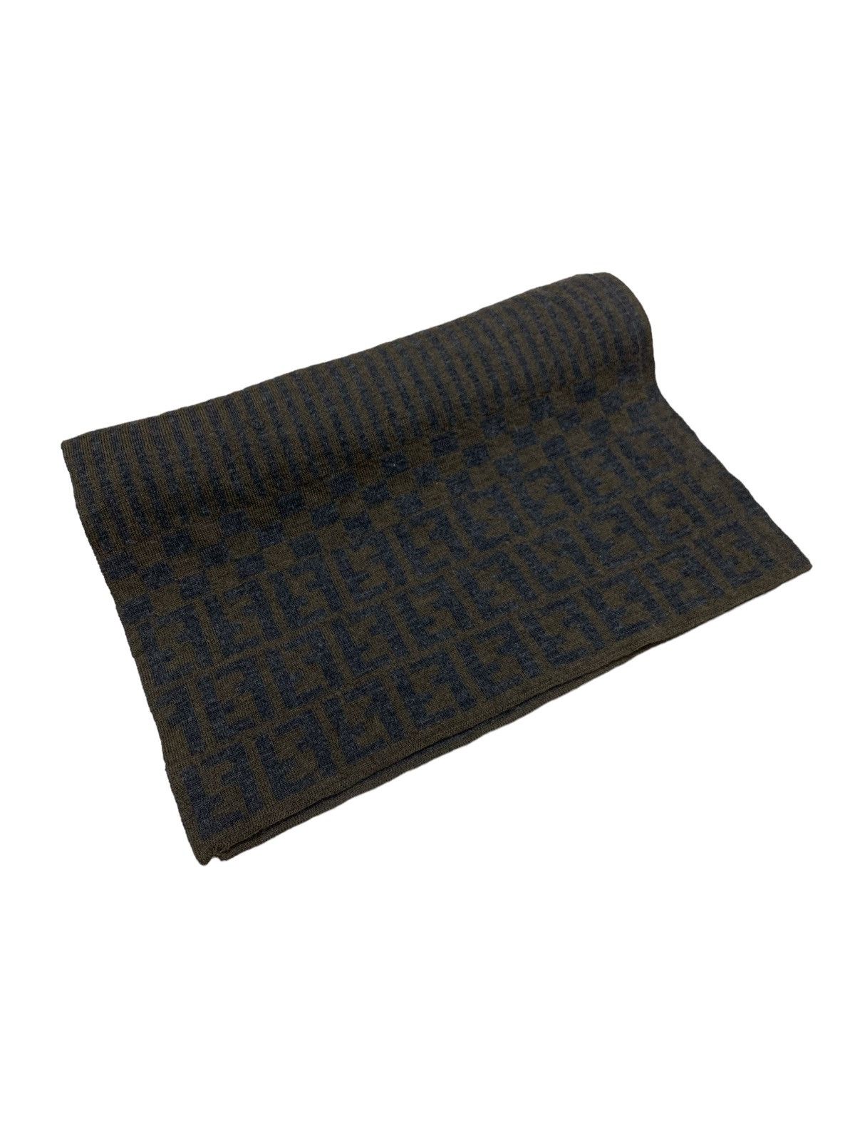 Fendi FENDI MONOGRAM STRIPED WOOL SCARF MUFFLER Size ONE SIZE - 1 Thumbnail
