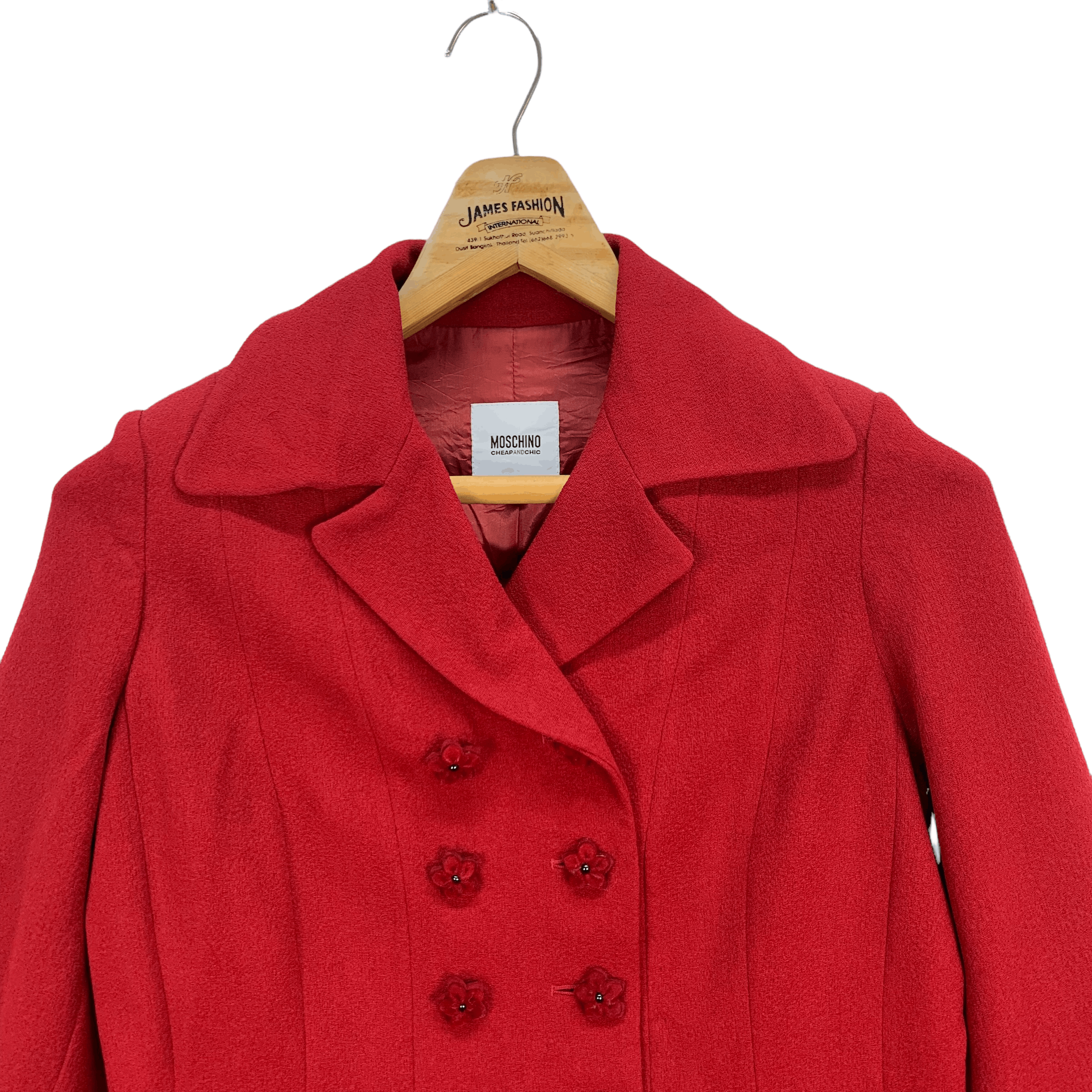 Japanese Brand Moschino Cheap and Chic Red Double Breasted Coat #3952-137 Size S / US 4 / IT 40 - 2 Thumbnail