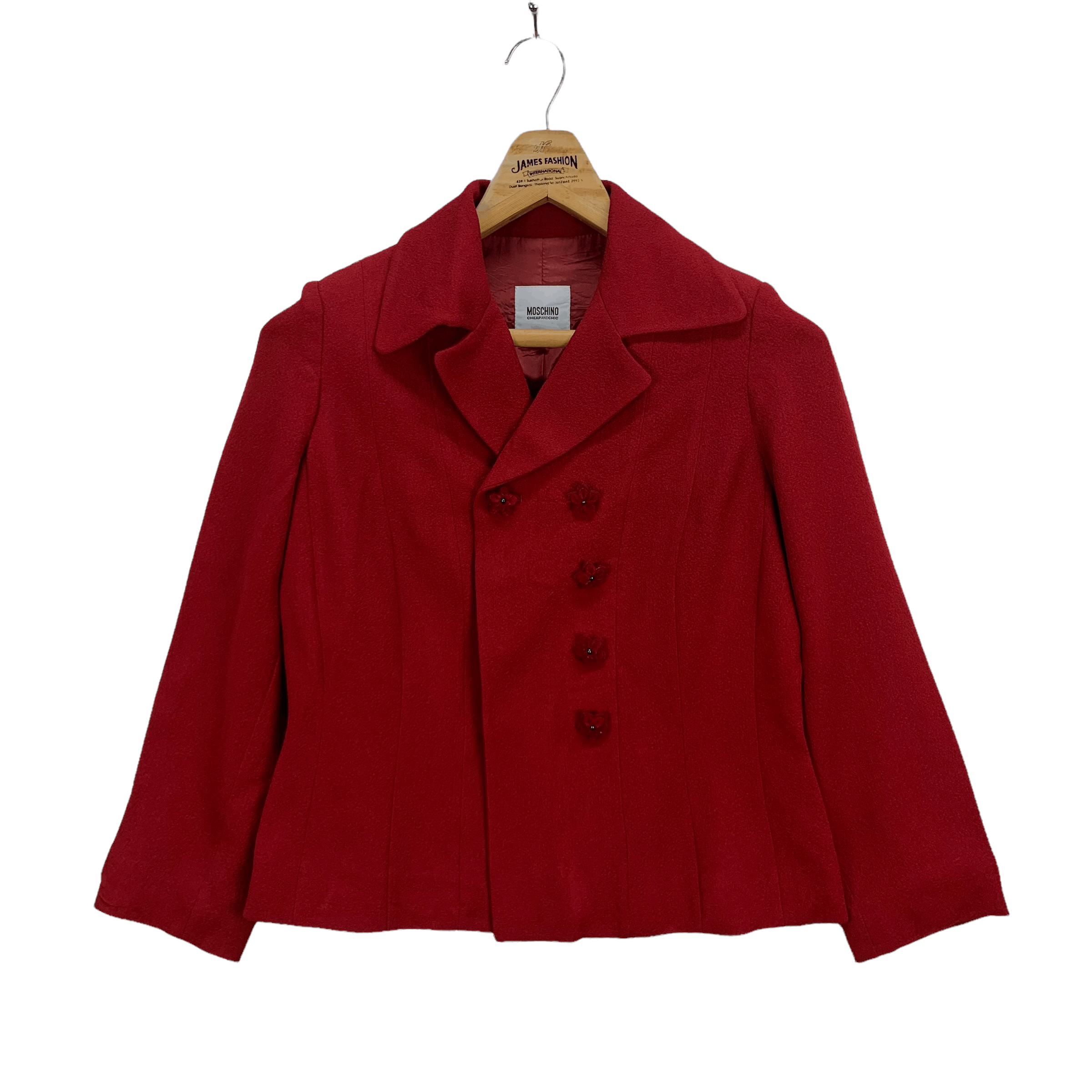 Japanese Brand Moschino Cheap and Chic Red Double Breasted Coat #3952-137 Size S / US 4 / IT 40 - 4 Thumbnail