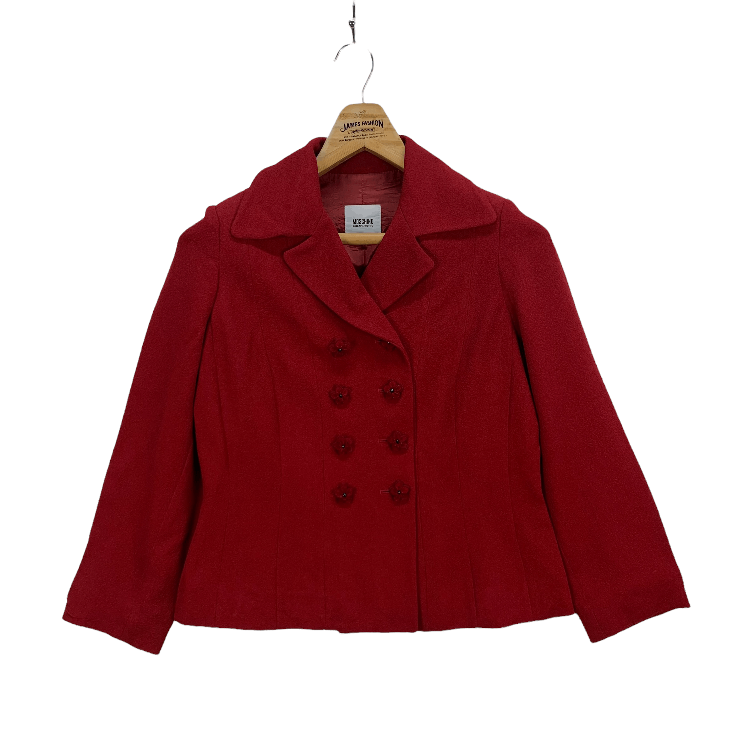 Image of Moschino Cheap And Chic Red Double Breasted Coat 3952-137, Women's (Size Small)