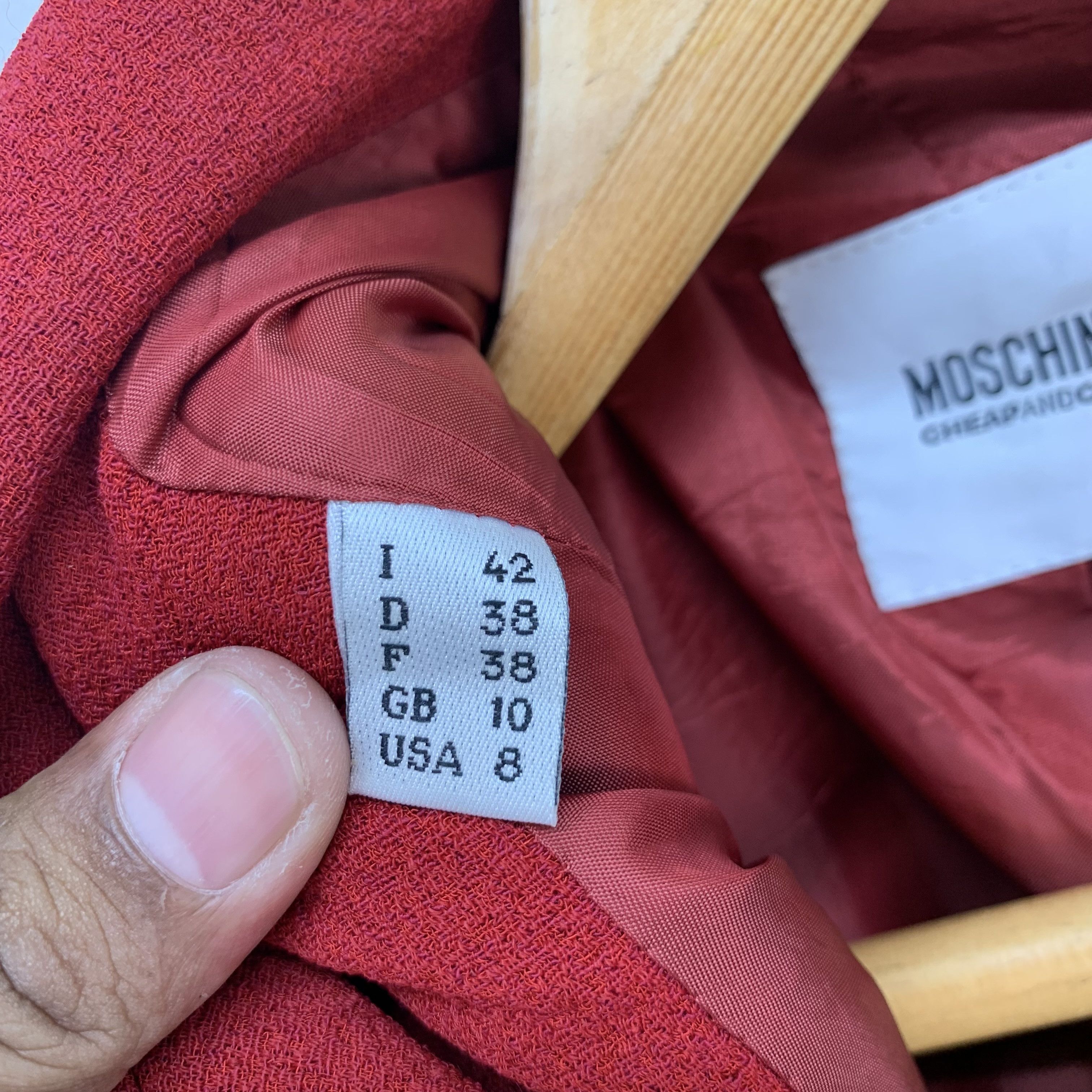 Japanese Brand Moschino Cheap and Chic Red Double Breasted Coat #3952-137 Size S / US 4 / IT 40 - 7 Thumbnail