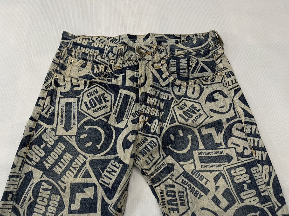 Japanese Brand Full Print Smile Jeans Size US 33 - 5 Thumbnail