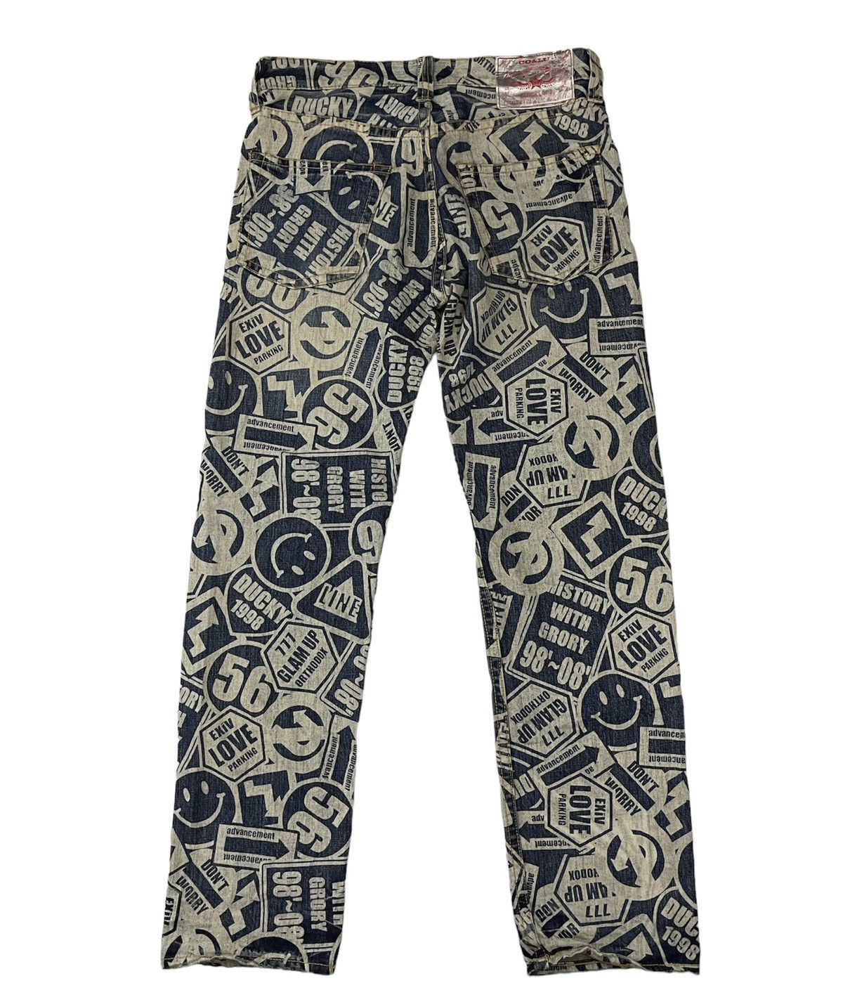 Japanese Brand Full Print Smile Jeans Size US 33 - 2 Thumbnail