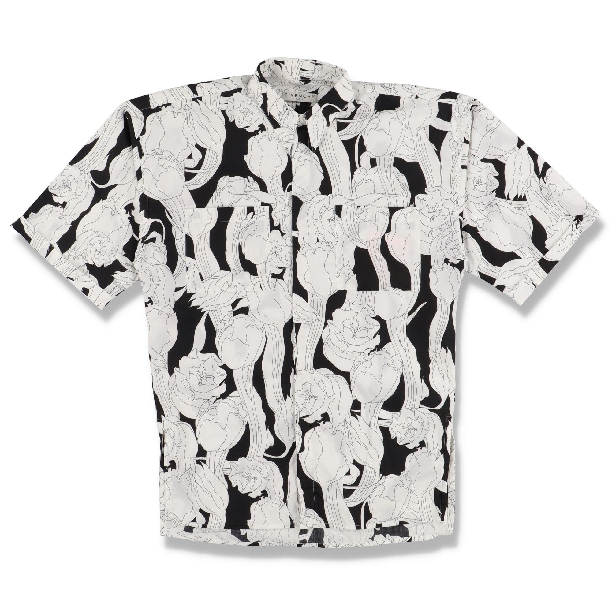 Givenchy Black And White Floral Short Sleeve Shirt Size US S / EU 44-46 / 1 - 1 Thumbnail