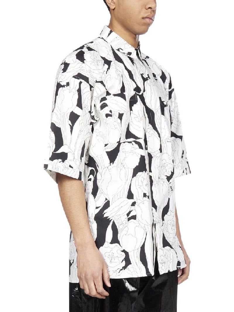 Givenchy Black And White Floral Short Sleeve Shirt Size US S / EU 44-46 / 1 - 3 Thumbnail
