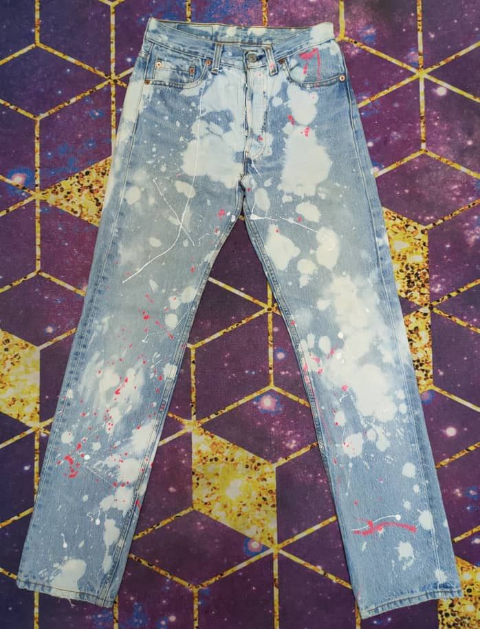 Levi's Vintage Levi's 501 Custom Paint & Bleach 28/32 Size US 27 - 3 Thumbnail