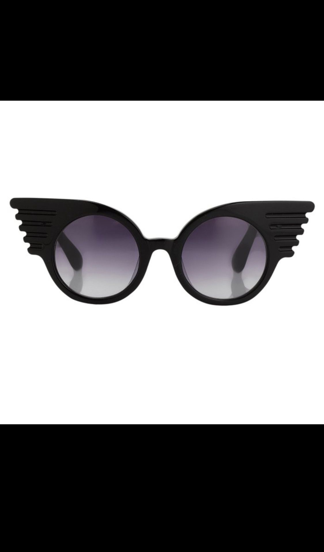 image of Archival Clothing x Jeremy Scott Black Wing Corner Detail Thick Rim Sunglasses, Men's